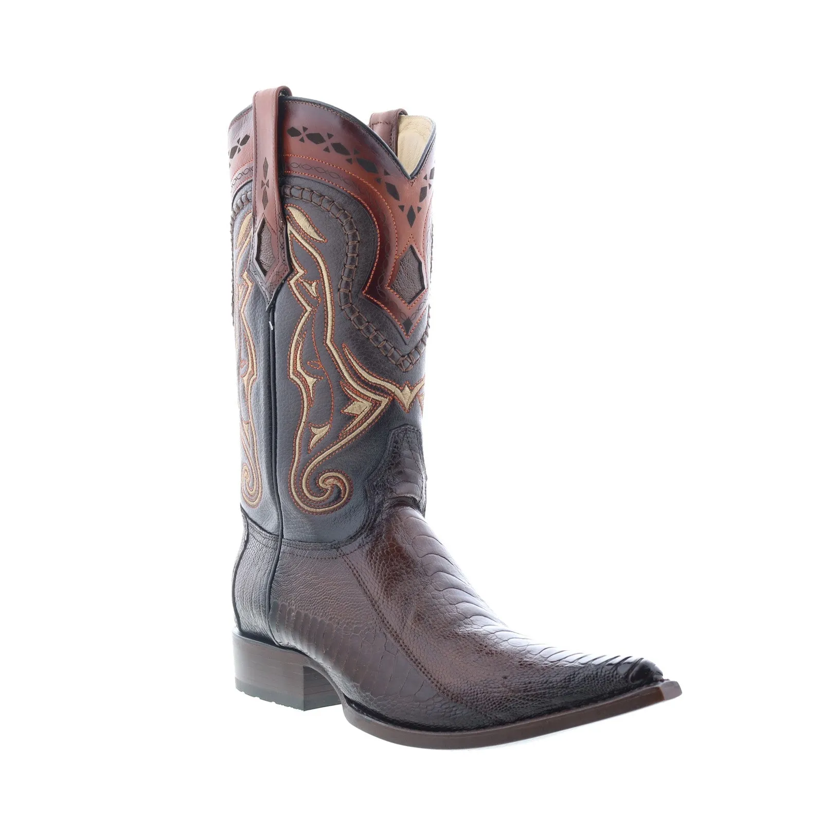 Los Altos 3X Toe Ostrich 9530316 Mens Brown Wide Cowboy Western Boots Hard Trail