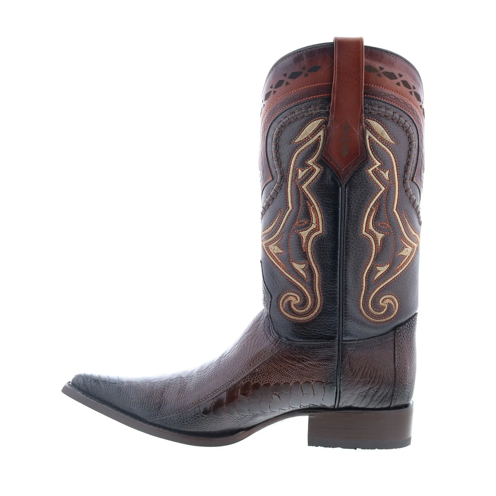 Los Altos 3X Toe Ostrich 9530316 Mens Brown Wide Cowboy Western Boots Comfort Edge Slip-On Design