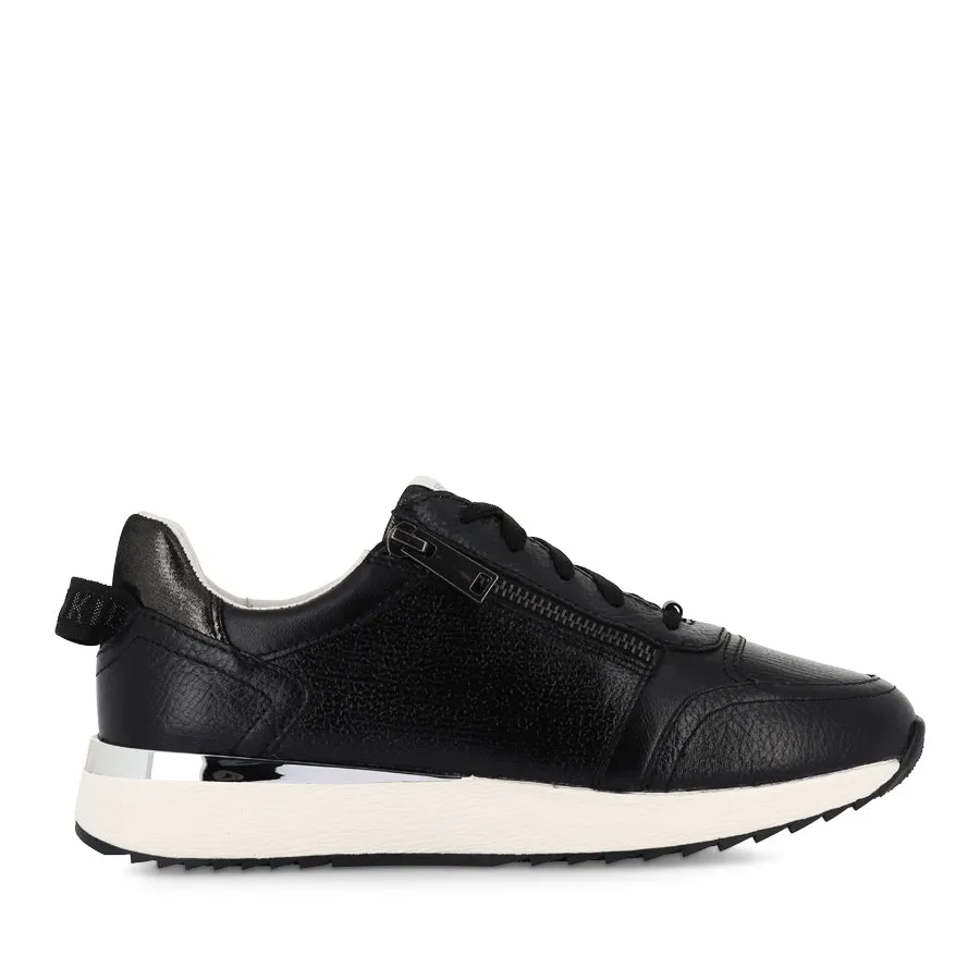 zipper BROOKLYN III - BLACK STEEL LEATHER