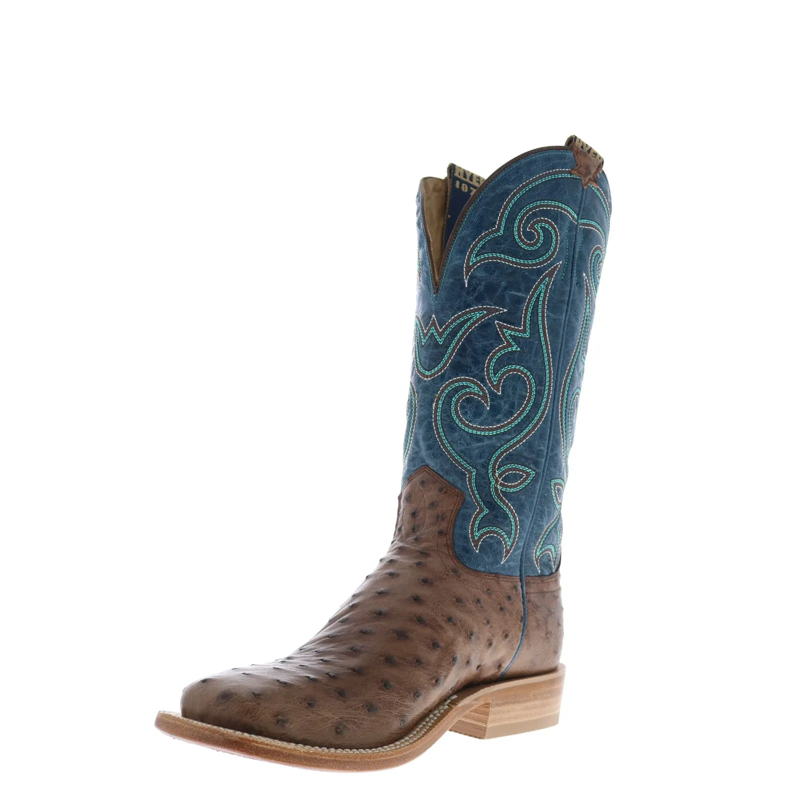 Hyer Jetmore 13" HM11008 Mens Brown Ostrich Leather Western Cowboy Boots Military Style Comfortable Flex