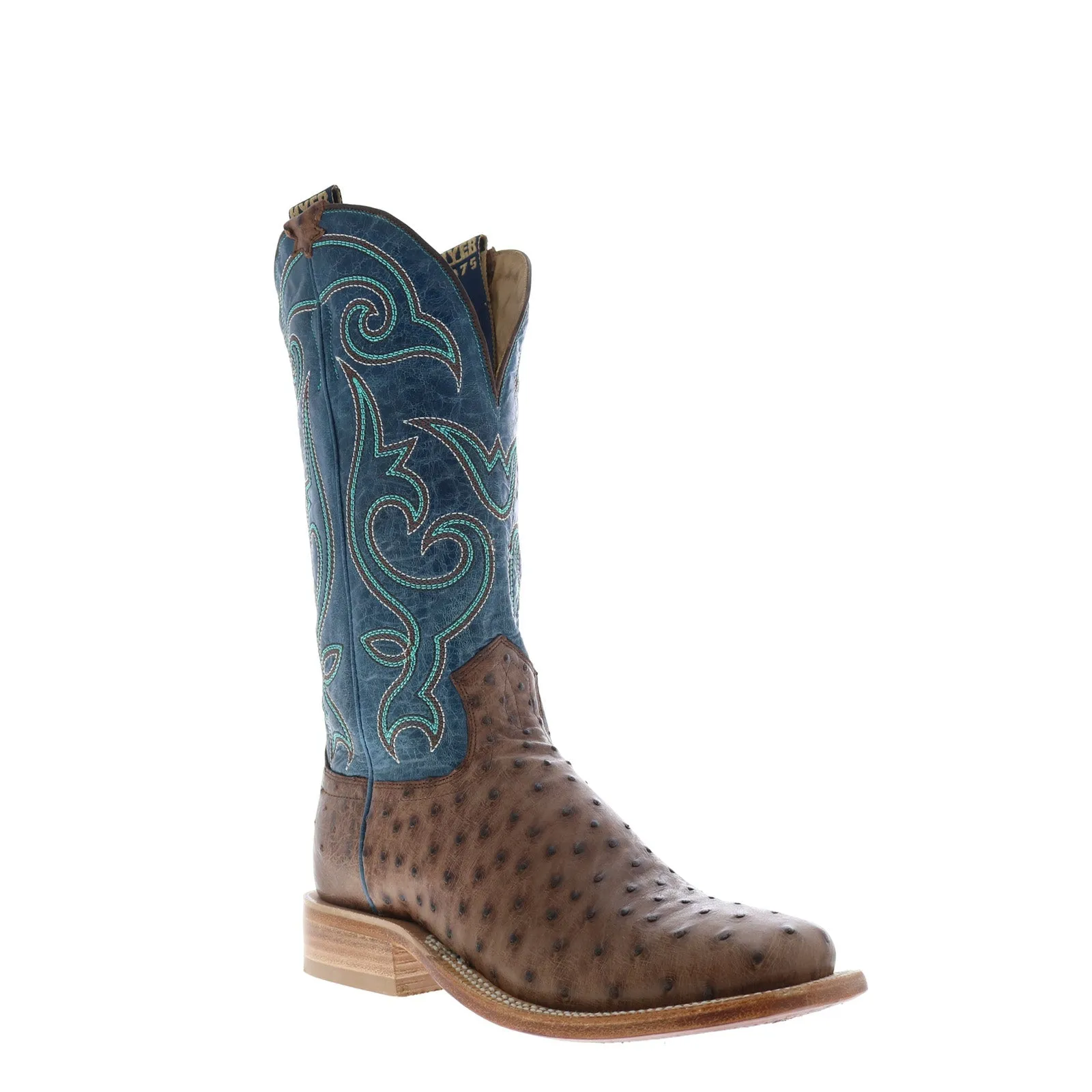 Wide toe box Cordura Material Hyer Jetmore 13" HM11008 Mens Brown Ostrich Leather Western Cowboy Boots