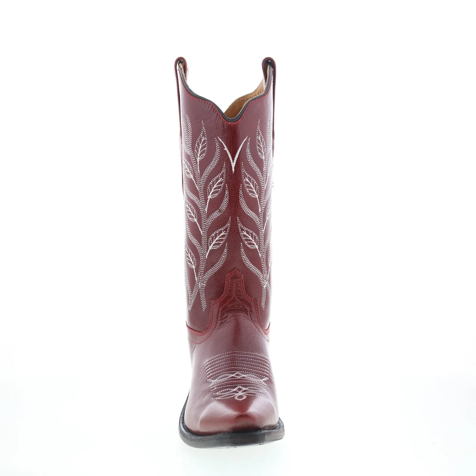 Jama Old West LF1574 Womens Red Leather Slip On Cowboy Western Boots Versatile Footwear