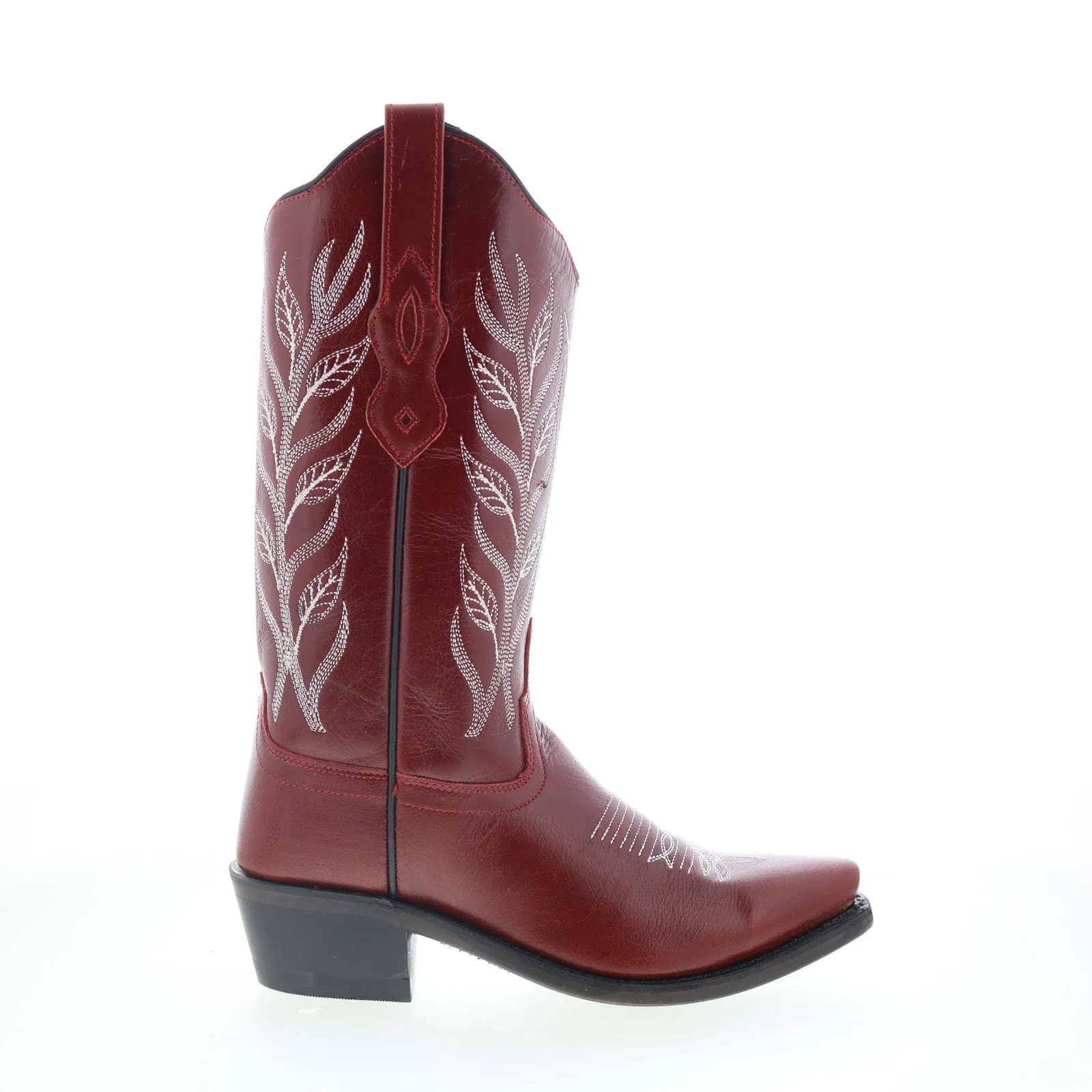 Stable Fit Music Festival Jama Old West LF1574 Womens Red Leather Slip On Cowboy Western Boots