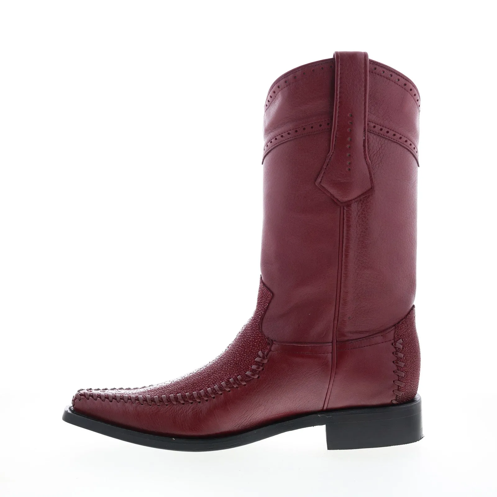 Los Altos  Square Toe Stingray Rowstone Mens Burgundy Wide Cowboy Western Boots Zip Closure Outdoor Use