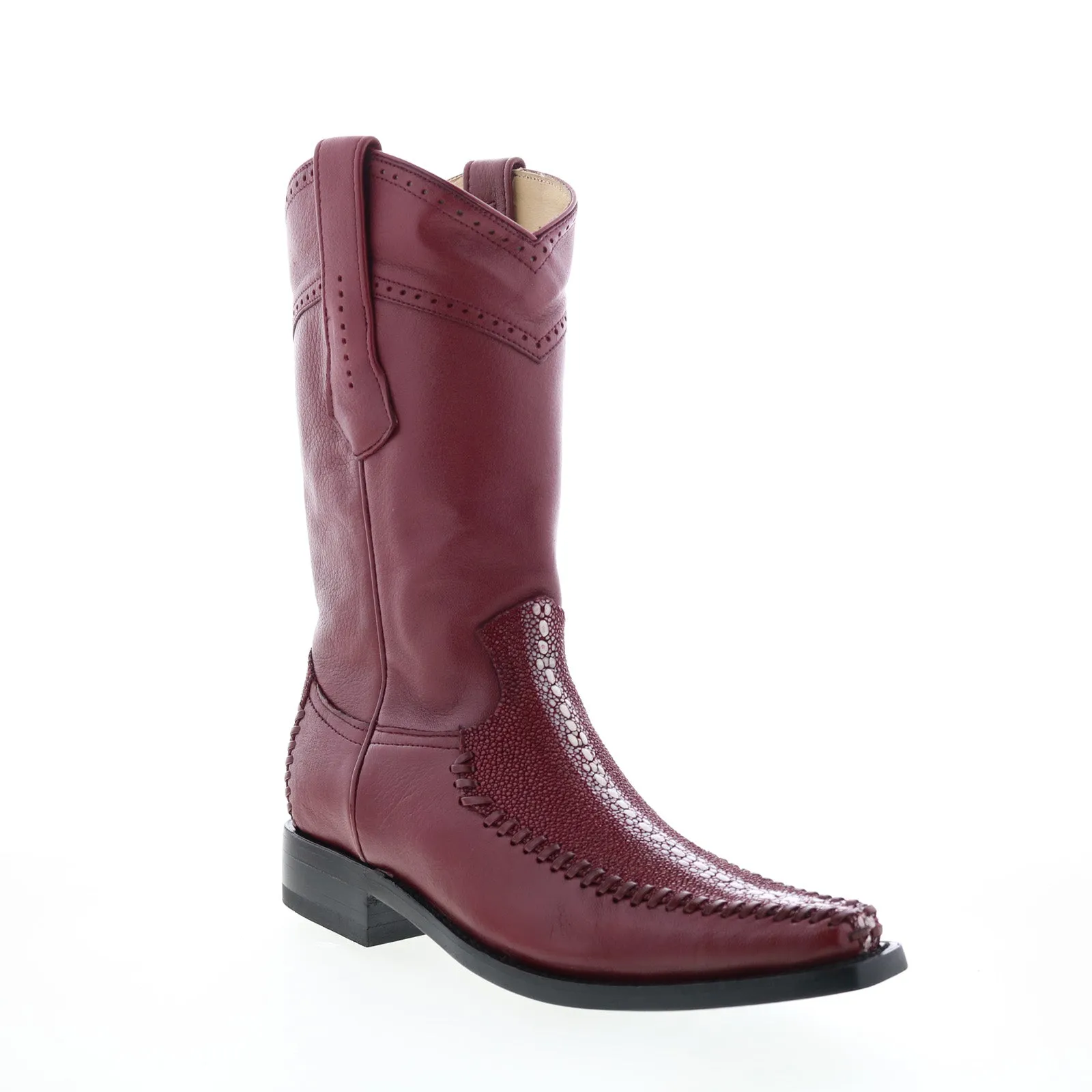 Steel Cap Sturdy Construction Los Altos  Square Toe Stingray Rowstone Mens Burgundy Wide Cowboy Western Boots