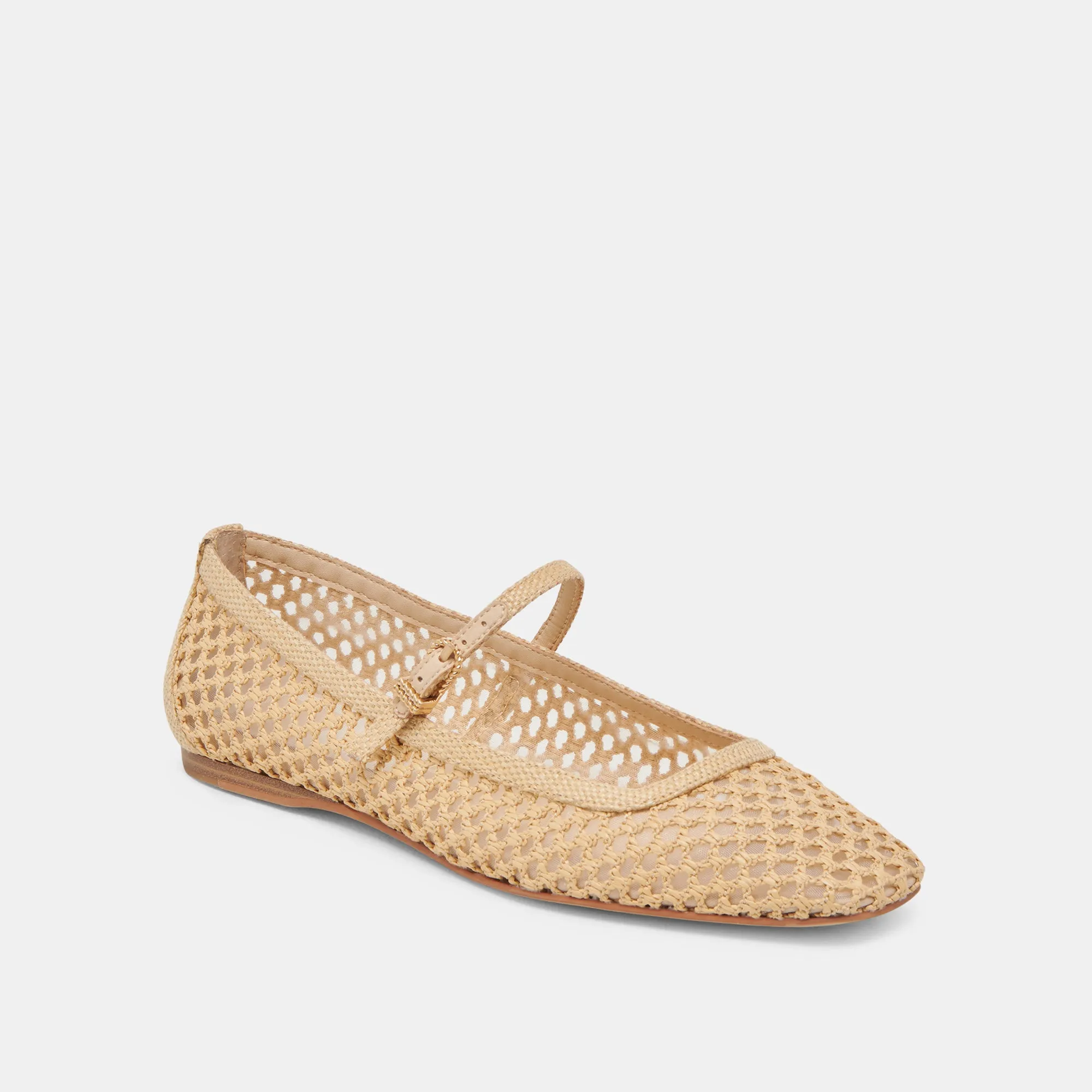 Brunch Look REYES WIDE BALLET FLATS LT NATURAL WOVEN RAFFIA