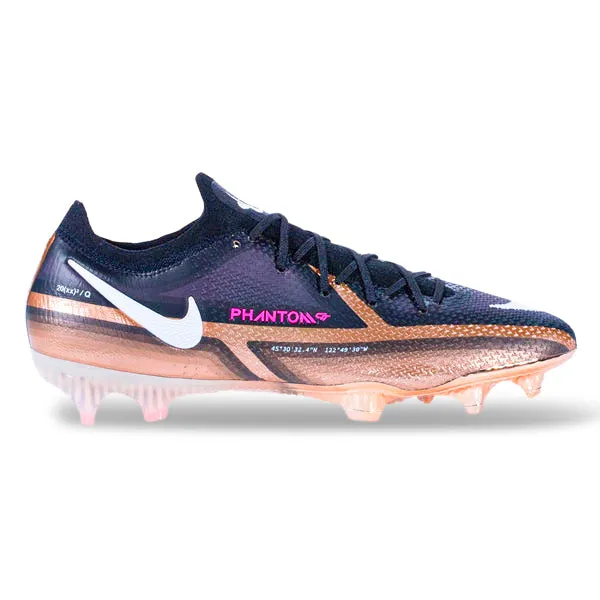 Nike Phantom GT2 Elite Q FG Firm Ground Soccer Cleat (Metallic Copper/Black) Power Strike Midfield Speed
