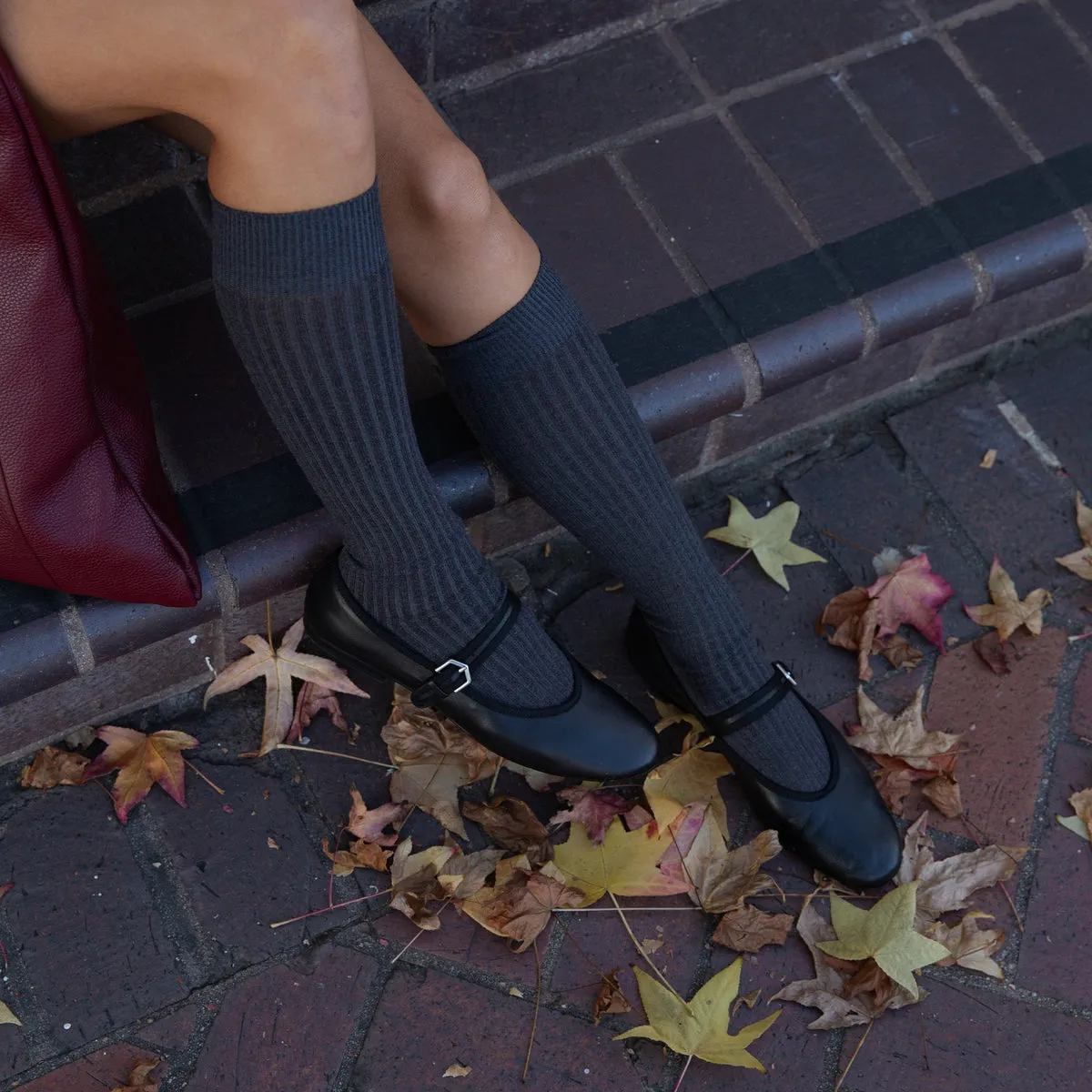 ROSLYN BALLET FLATS BLACK LEATHER High Lane