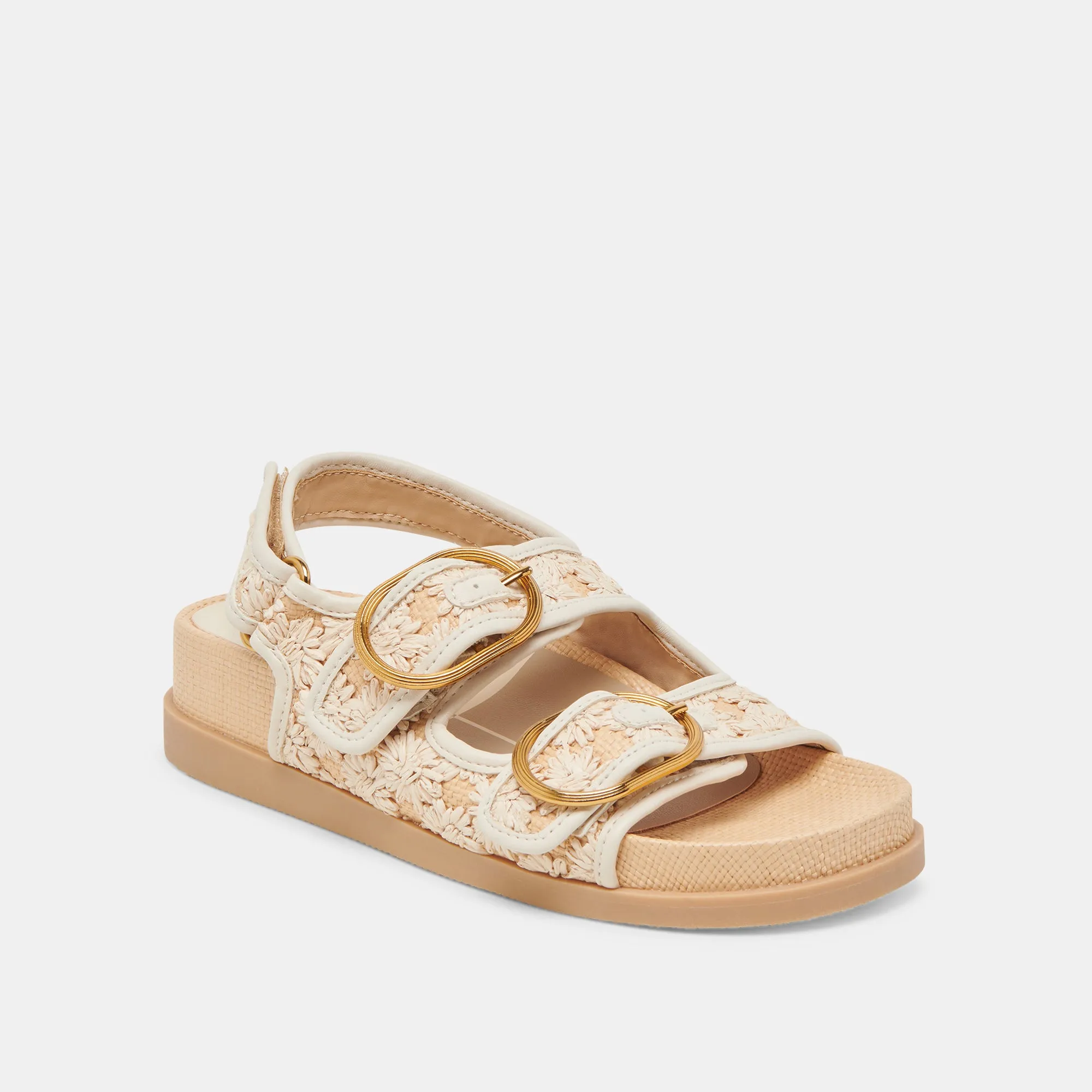 STARLA SANDALS CREME FLORAL RAFFIA Pet Walk