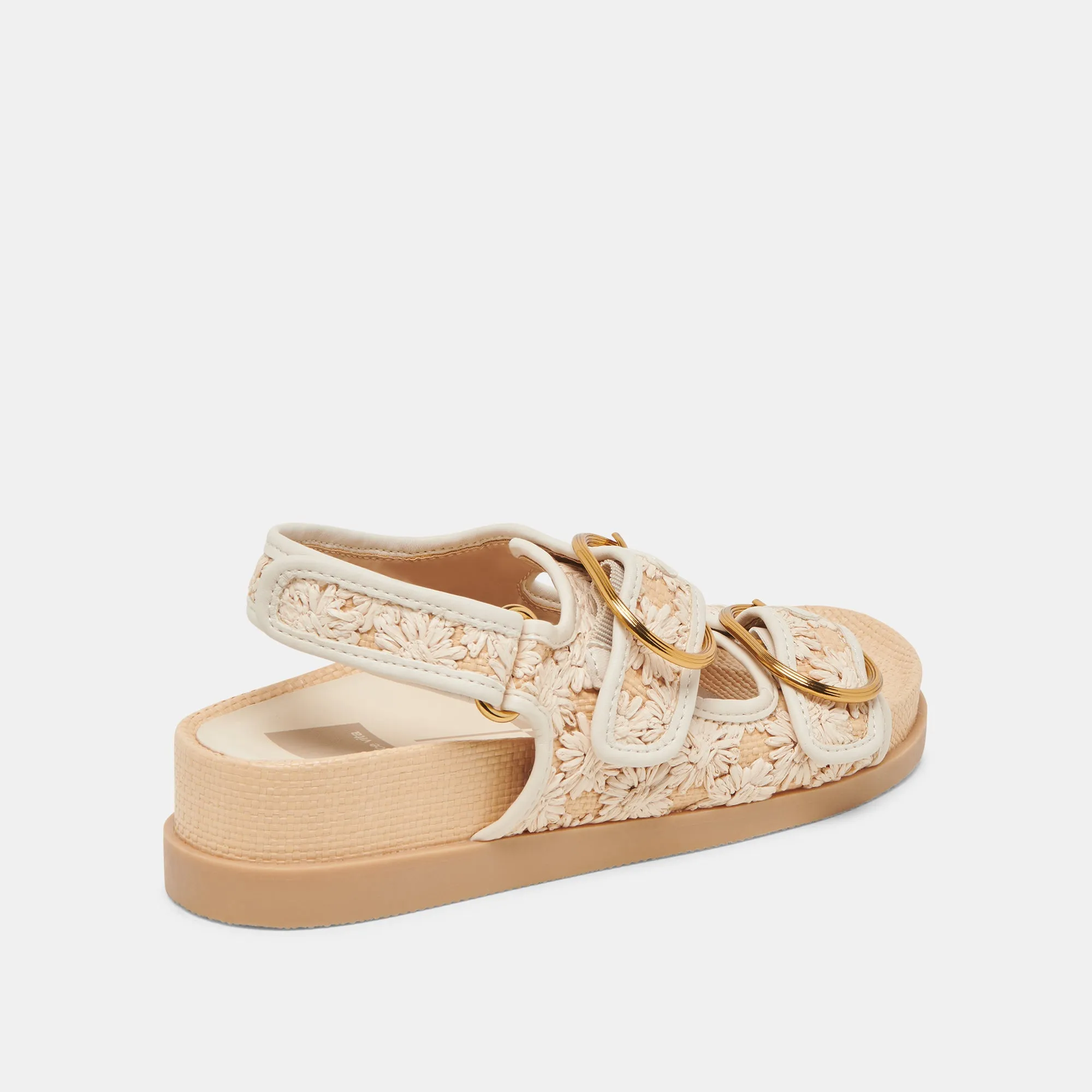 Relaxed Outdoor Footwear Metal Shine STARLA SANDALS CREME FLORAL RAFFIA