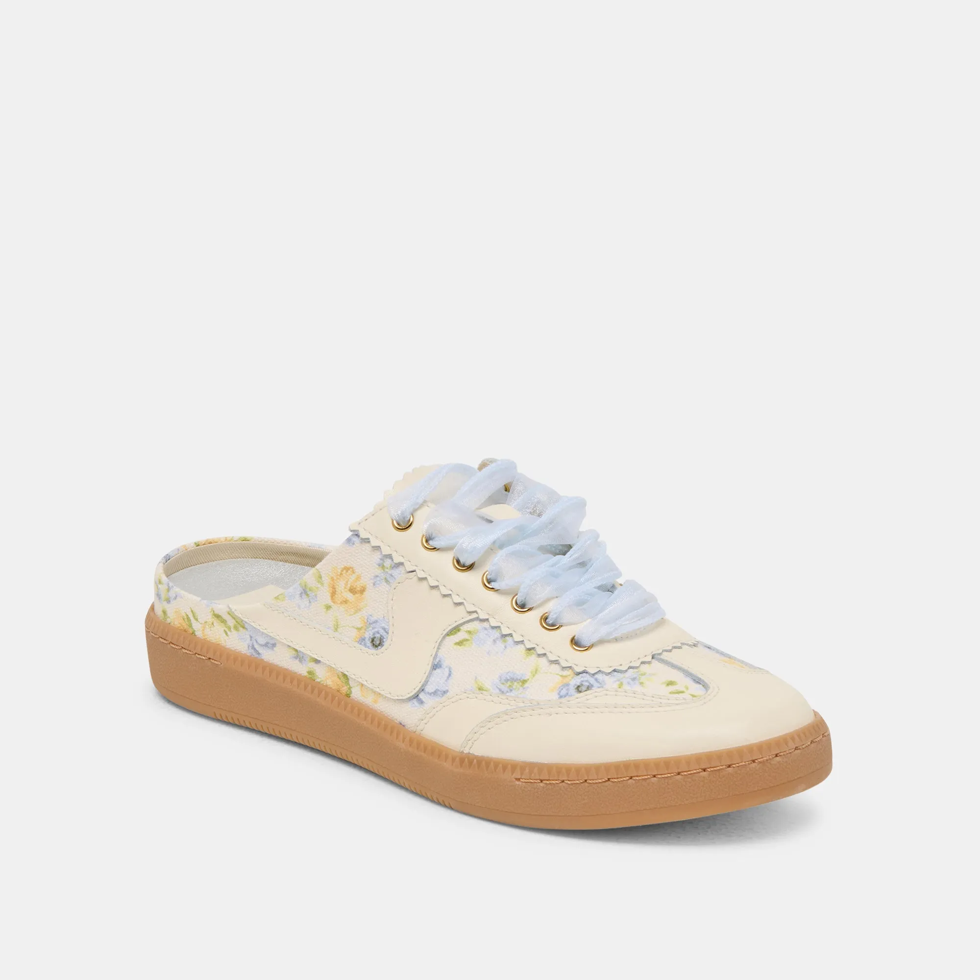 NOTICE SLIDE SNEAKERS BLUE FLORAL LEATHER Hope Mood Boat Walk