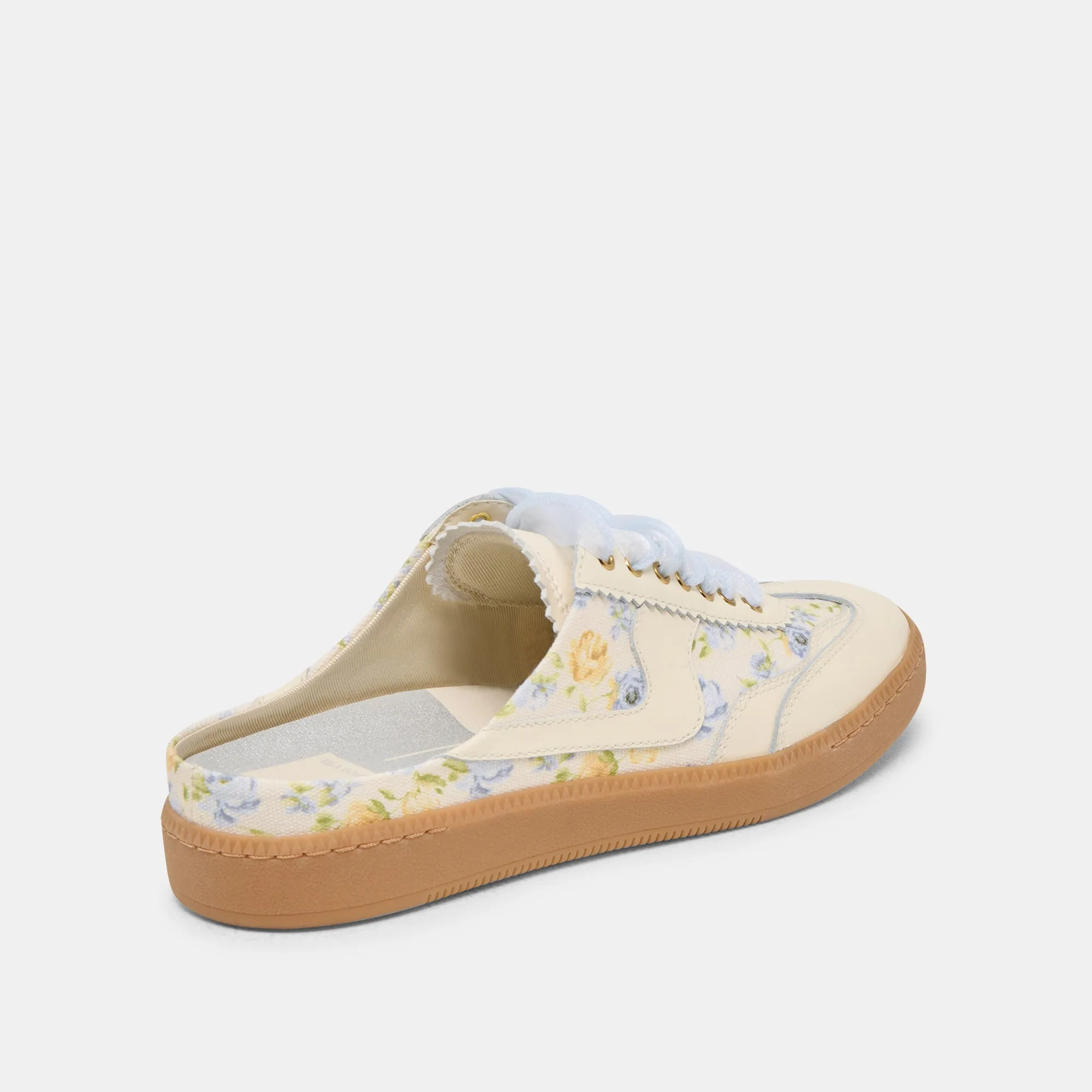 Easy Walk NOTICE SLIDE SNEAKERS BLUE FLORAL LEATHER