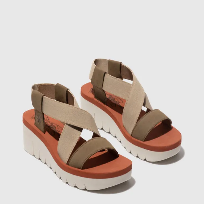 Summer Footwear FLY LONDON YABI MILITARY BEIGE BLACK