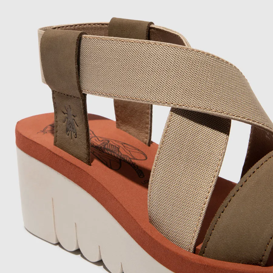 FLY LONDON YABI MILITARY BEIGE BLACK Ribbon Tie Casual Appeal