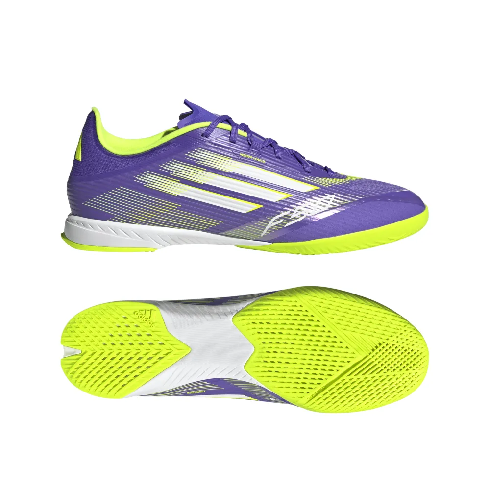 Adidas F50 League IN Indoor Football Boots (Purple Rush/Cloud White/Lucid Lemon) warm - weather