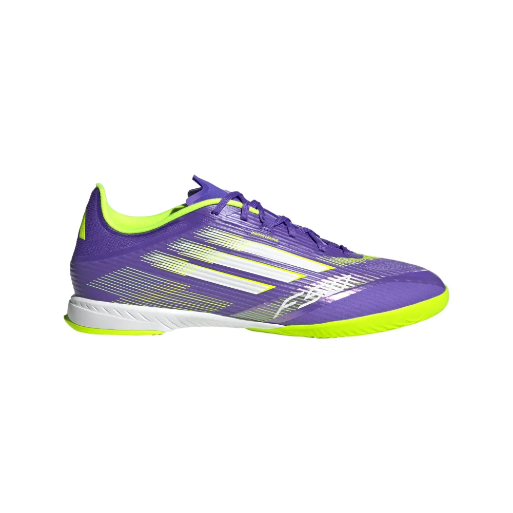 stability - provision - level Adidas F50 League IN Indoor Football Boots (Purple Rush/Cloud White/Lucid Lemon)