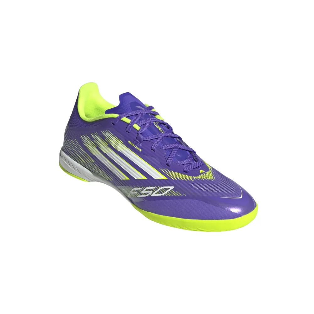 Genuine Adidas F50 League IN Indoor Football Boots (Purple Rush/Cloud White/Lucid Lemon)