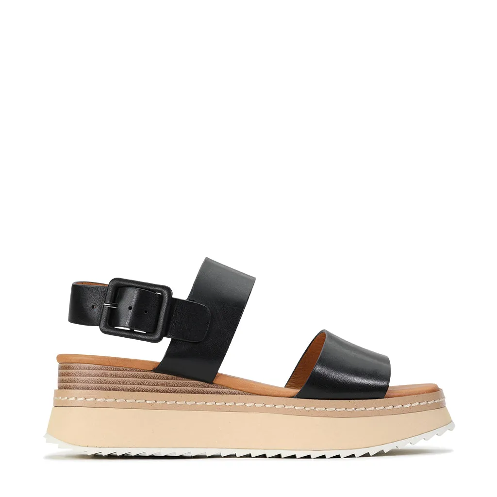 TONAL LEATHER WEDGE SANDAL Comfortable Cushioning Fitting