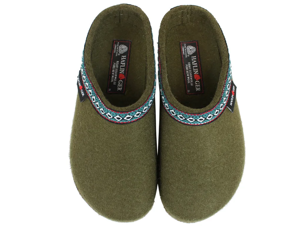 Haflinger Clogs Grizzly Franzl Olive Mono Style Toe box