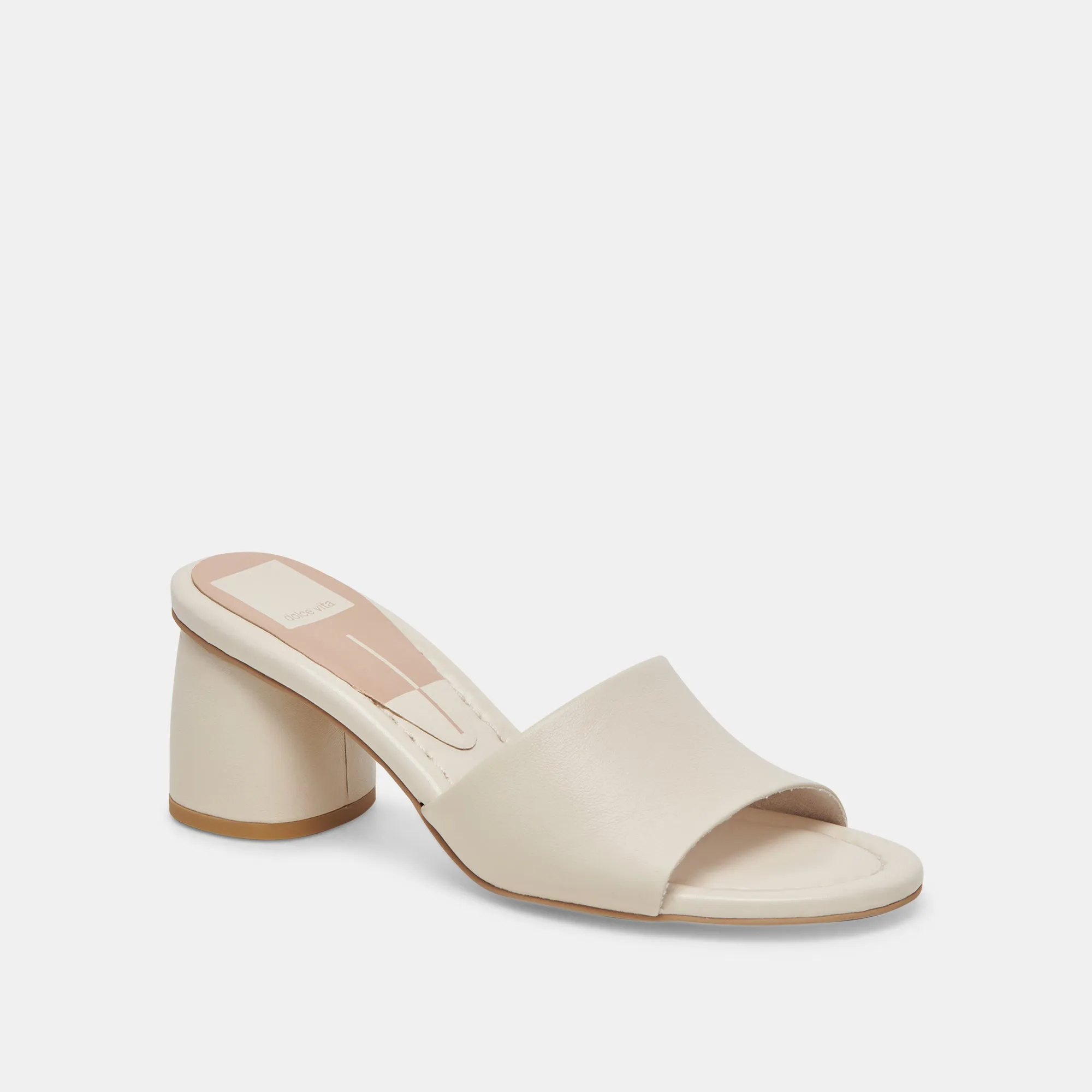 Rain Light MINNY DRESS WIDE HEELS IVORY LEATHER