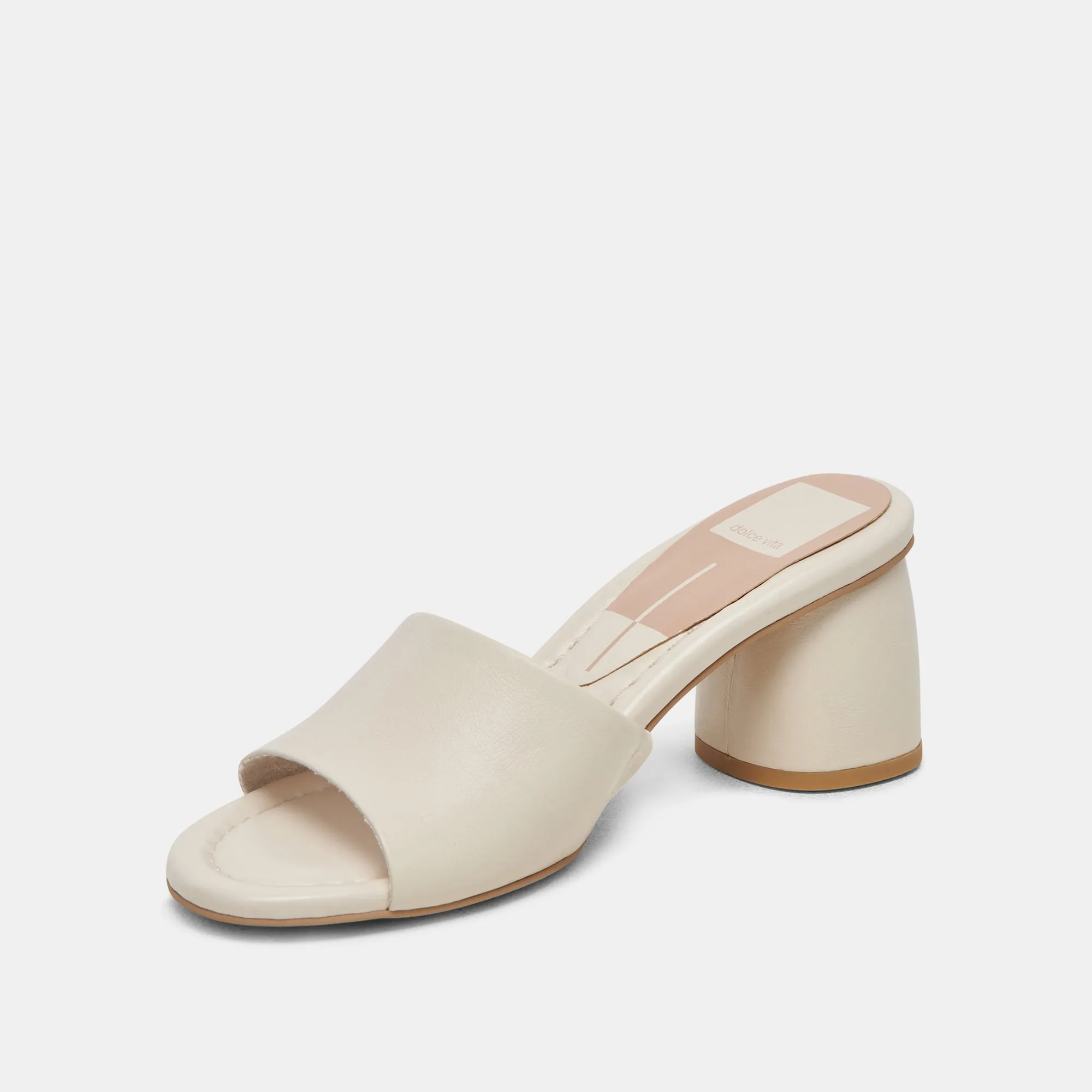 Elegant Slip-On Heels MINNY DRESS WIDE HEELS IVORY LEATHER