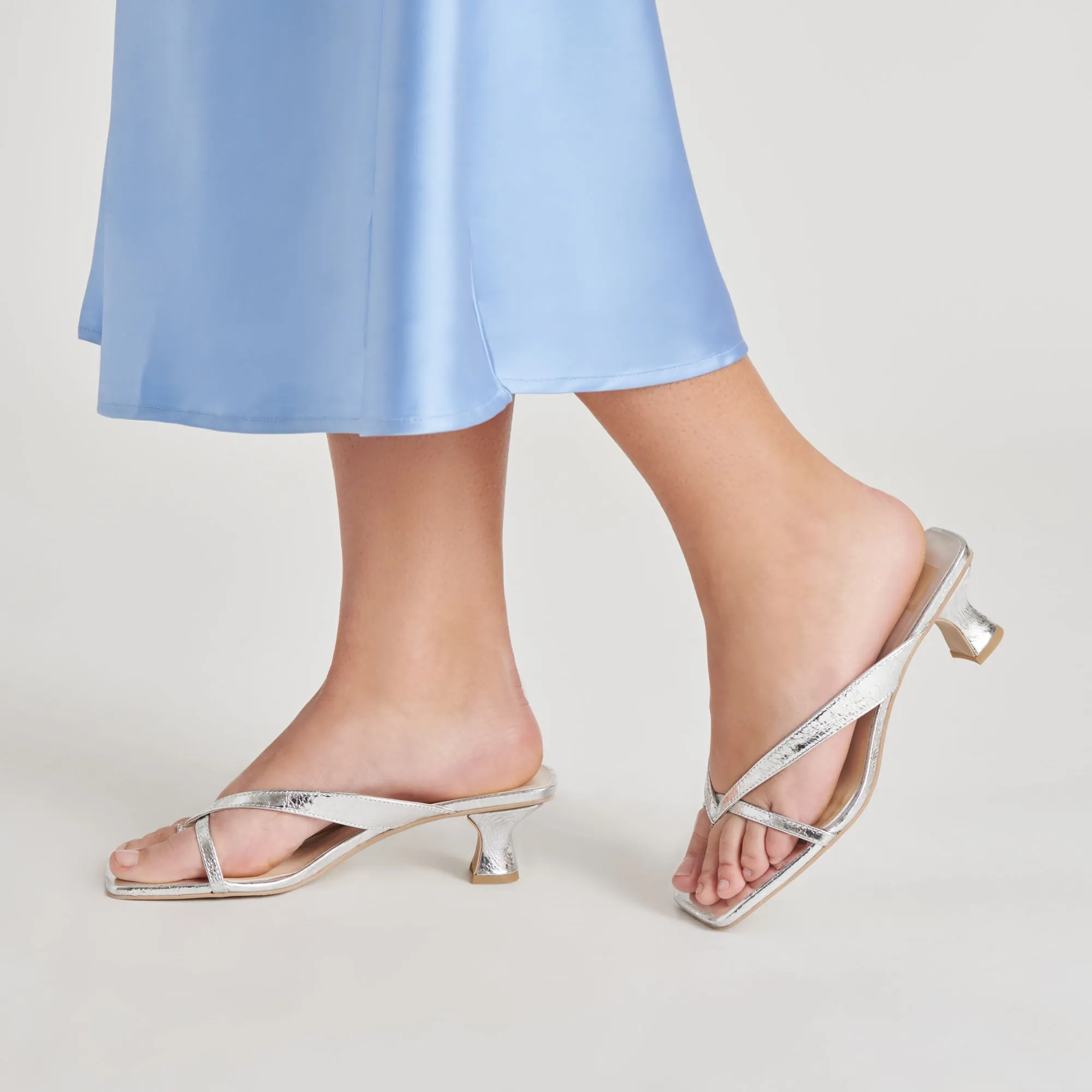 BREVEL HEELS SILVER DISTRESSED LEATHER Casual Heels for Work