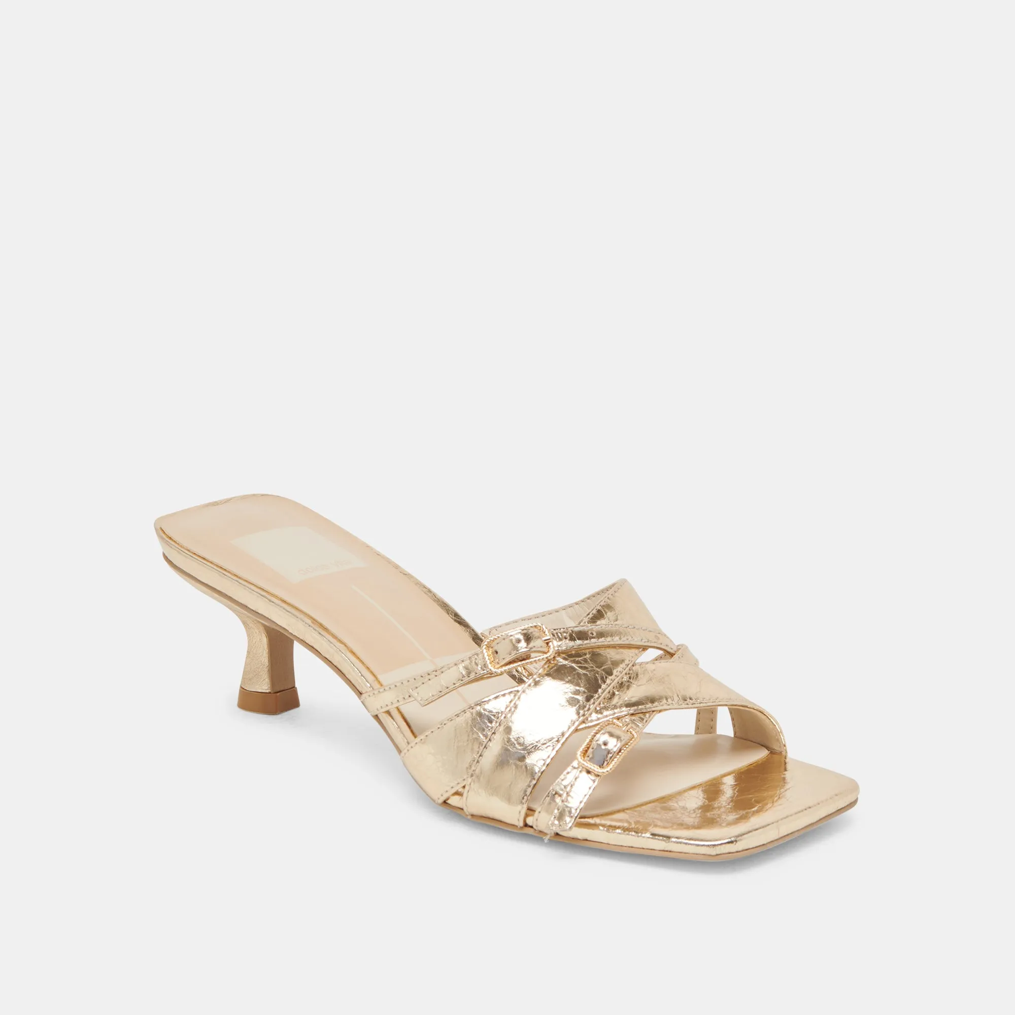 BRYANT HEELS GOLD DISTRESSED LEATHER Casual Wedding Heels Foot Stability