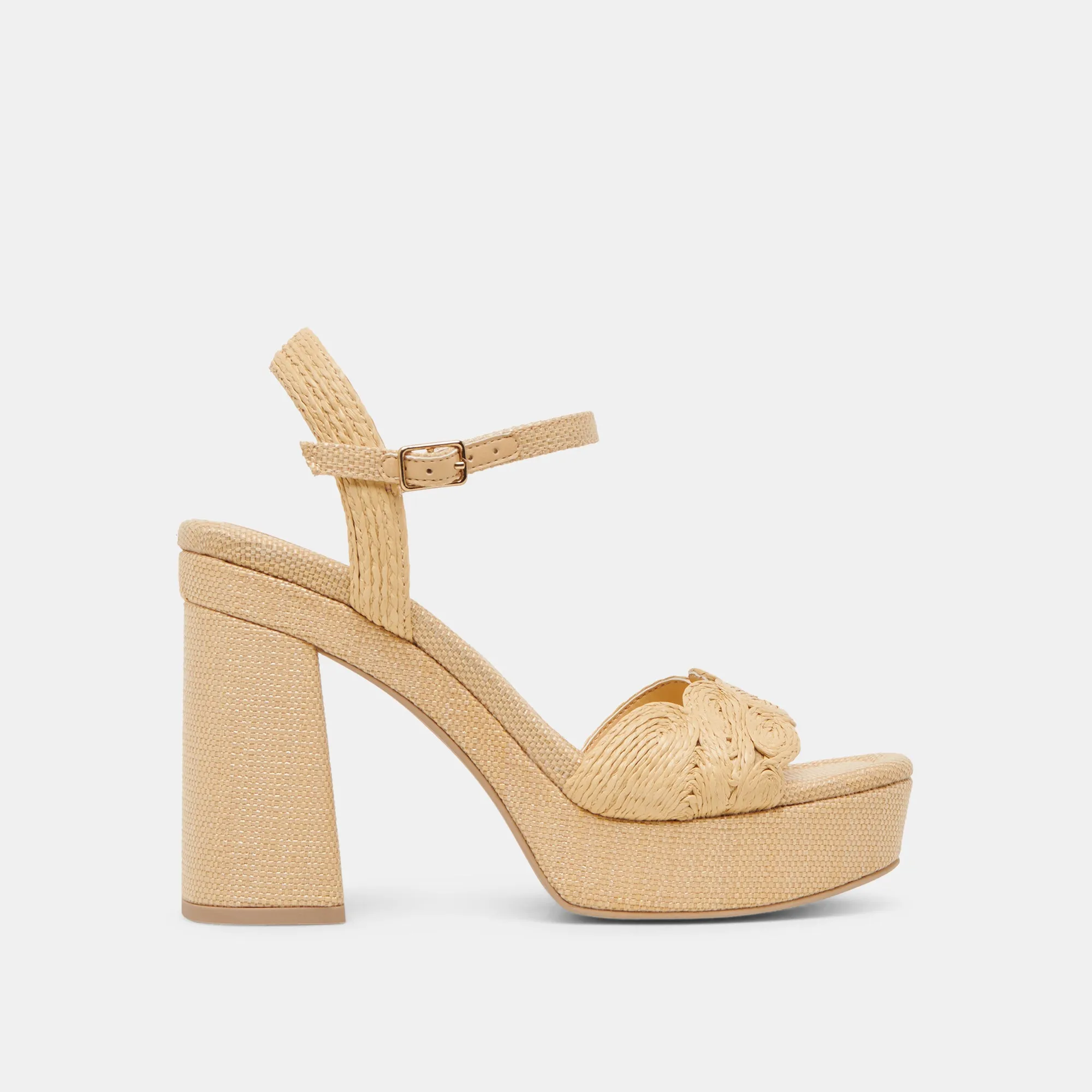 synthetic leather TINAYA HEELS LT NATURAL RAFFIA