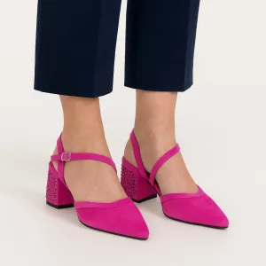 DJANGO & JULIETTE LAHTI FUCHSIA SUEDE Soft Cushion Heels Party Shoes with Heels
