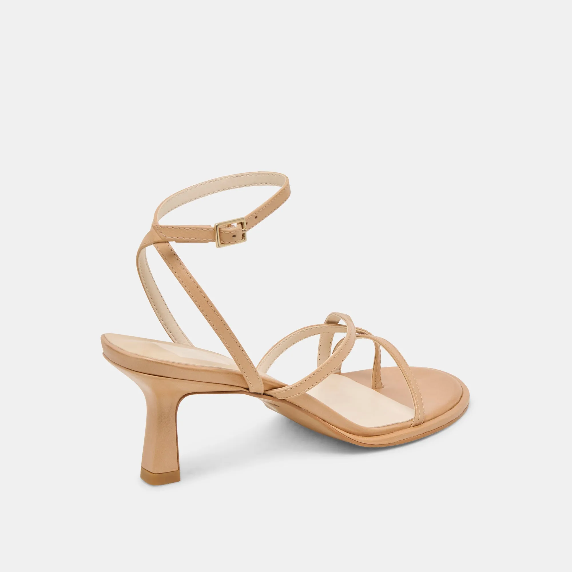 MORAH HEELS CAFE LEATHER Leather Upper Open Toe Wedges