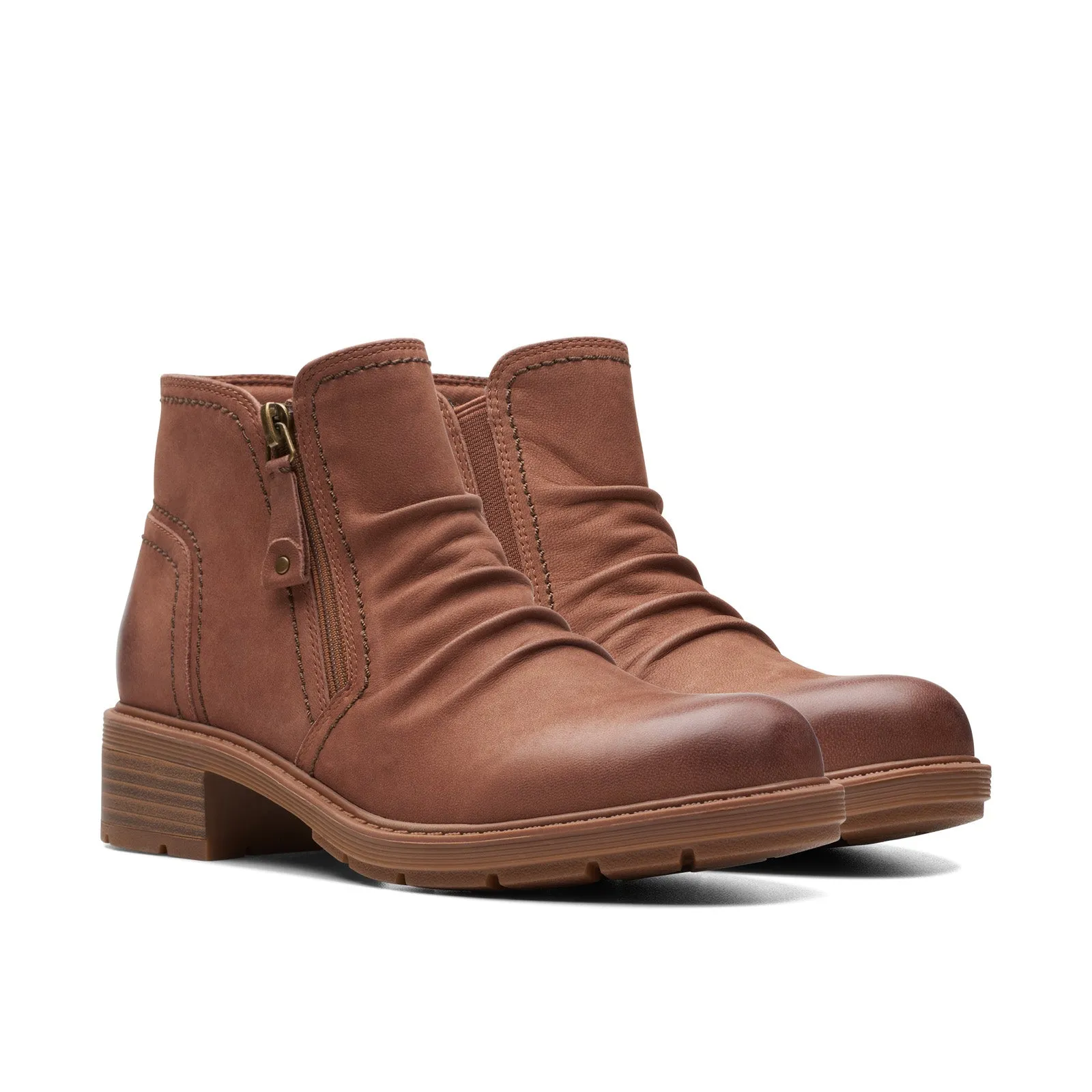 Good elasticity Clarks Hearth Dove 26174239 Womens Brown Nubuck Zipper Ankle & Booties Boots