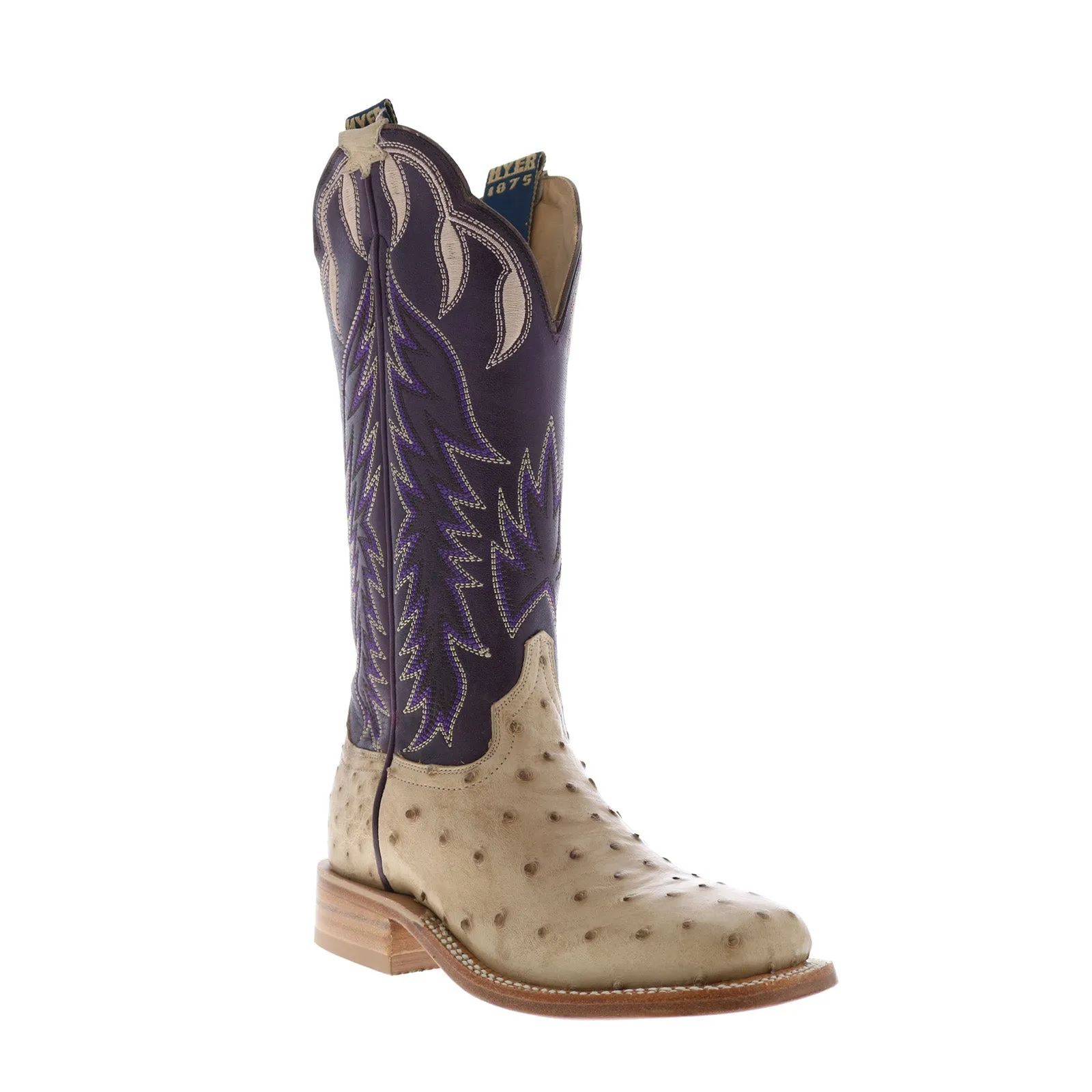 Hyer Harper 13" HW41007 Womens Brown Ostrich Leather Western Cowboy Boots Sturdy Construction