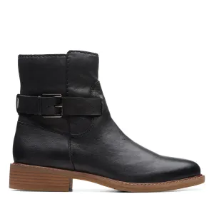 Moisture wicking Clarks Cologne Strap 26174771 Womens Black Wide Ankle & Booties Boots