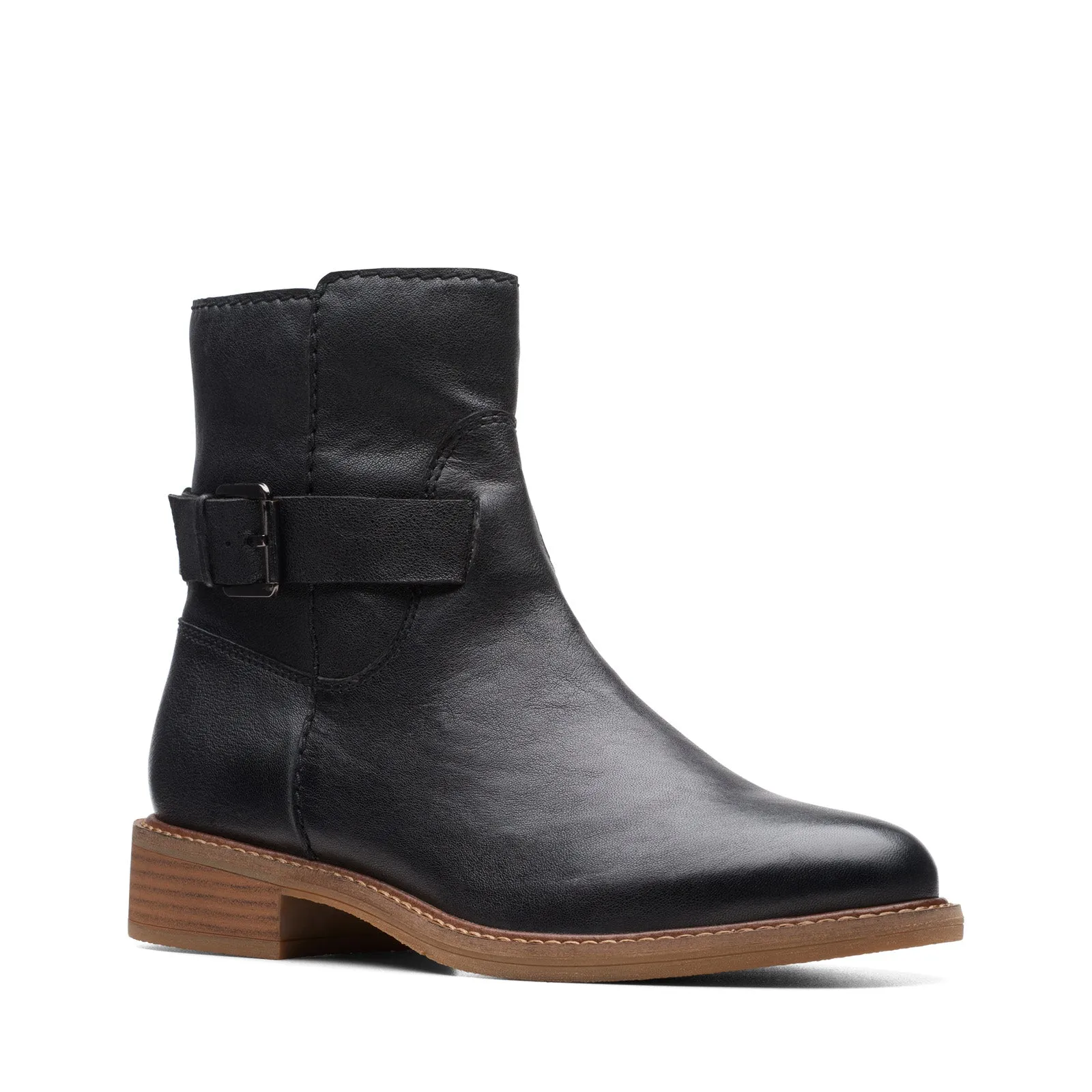 Clarks Cologne Strap 26174771 Womens Black Wide Ankle & Booties Boots Everyday Comfort Elastic Ankle