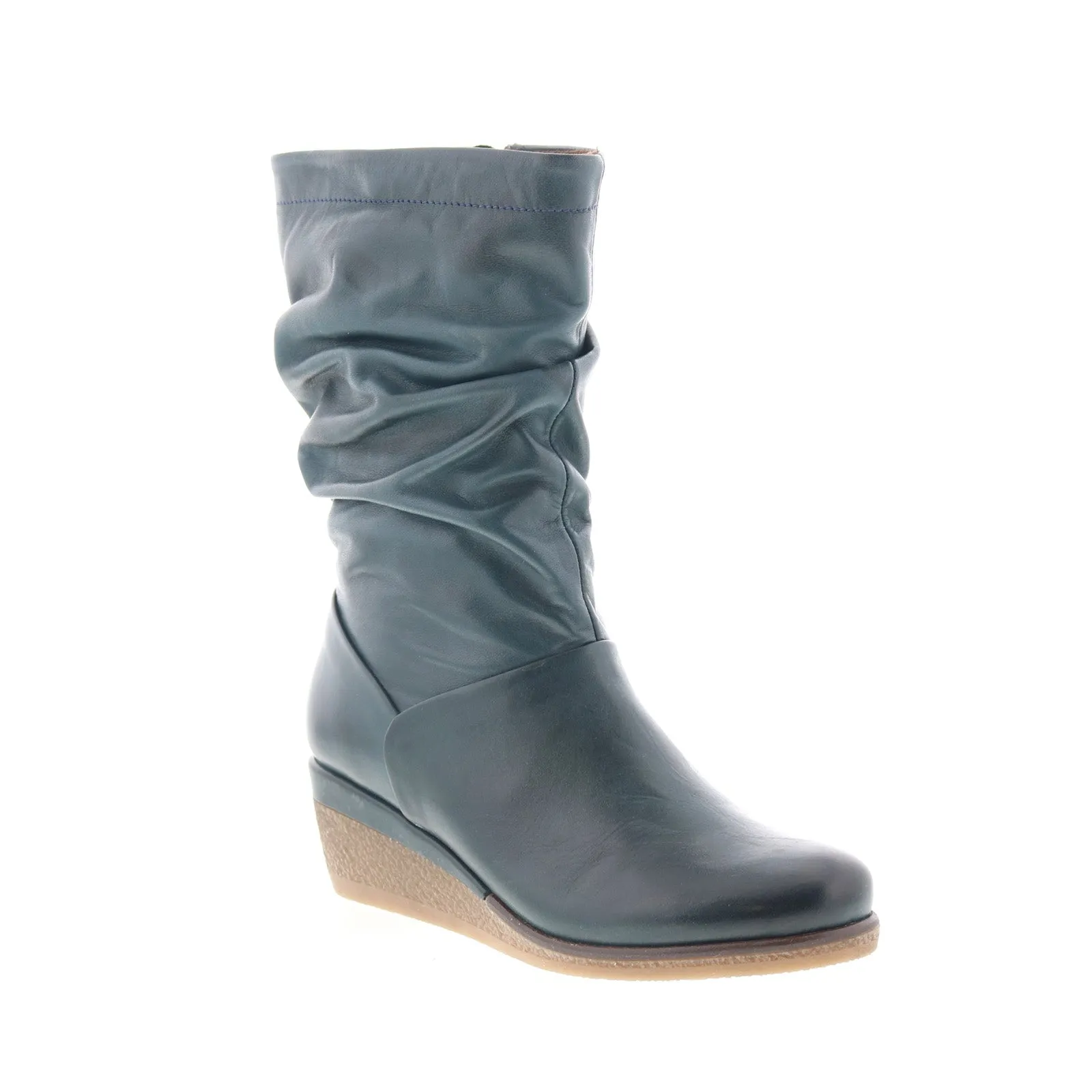 Sporty Vibe Miz Mooz Martina-MM Womens Blue Leather Zipper Casual Dress Boots