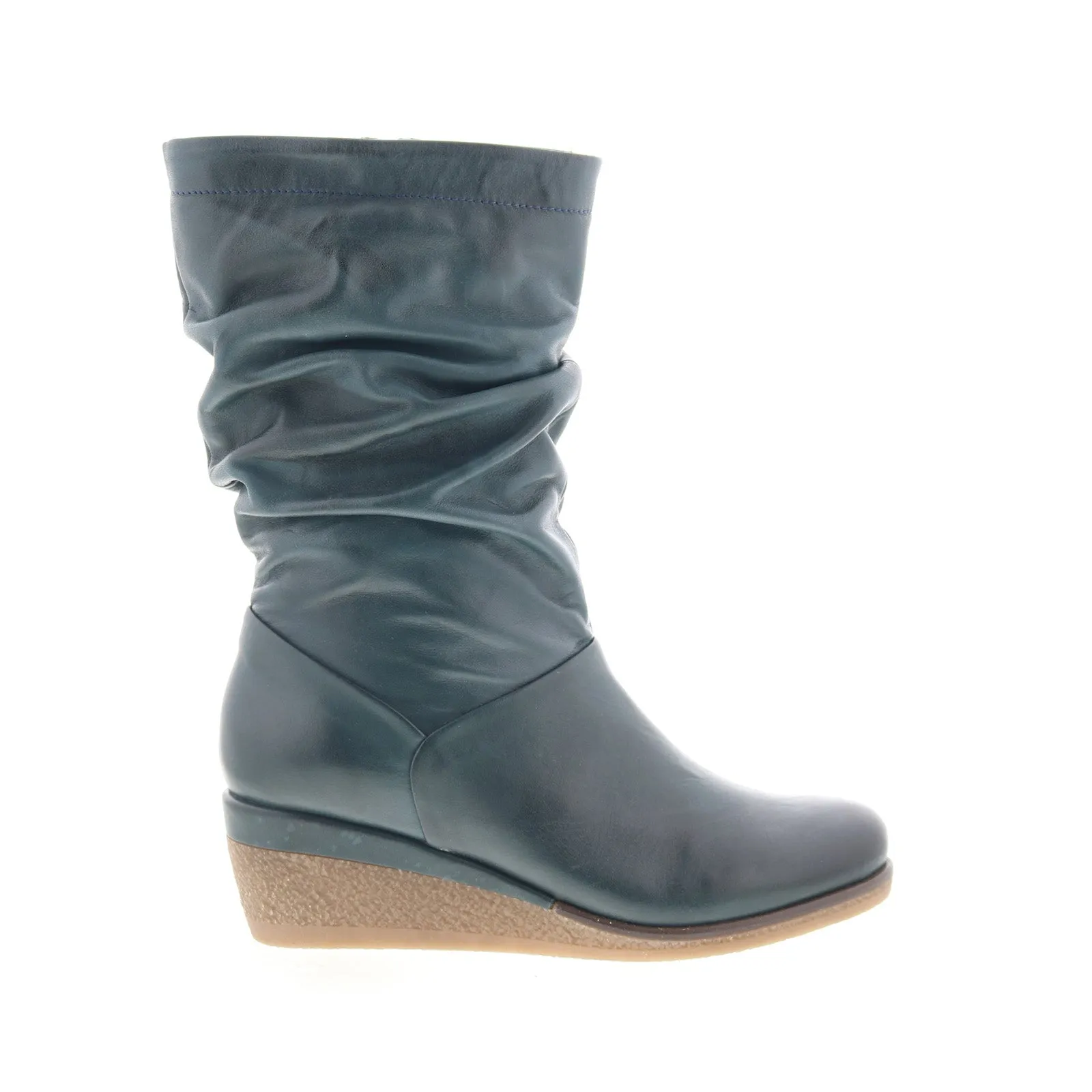 Miz Mooz Martina-MM Womens Blue Leather Zipper Casual Dress Boots Weekend Wear