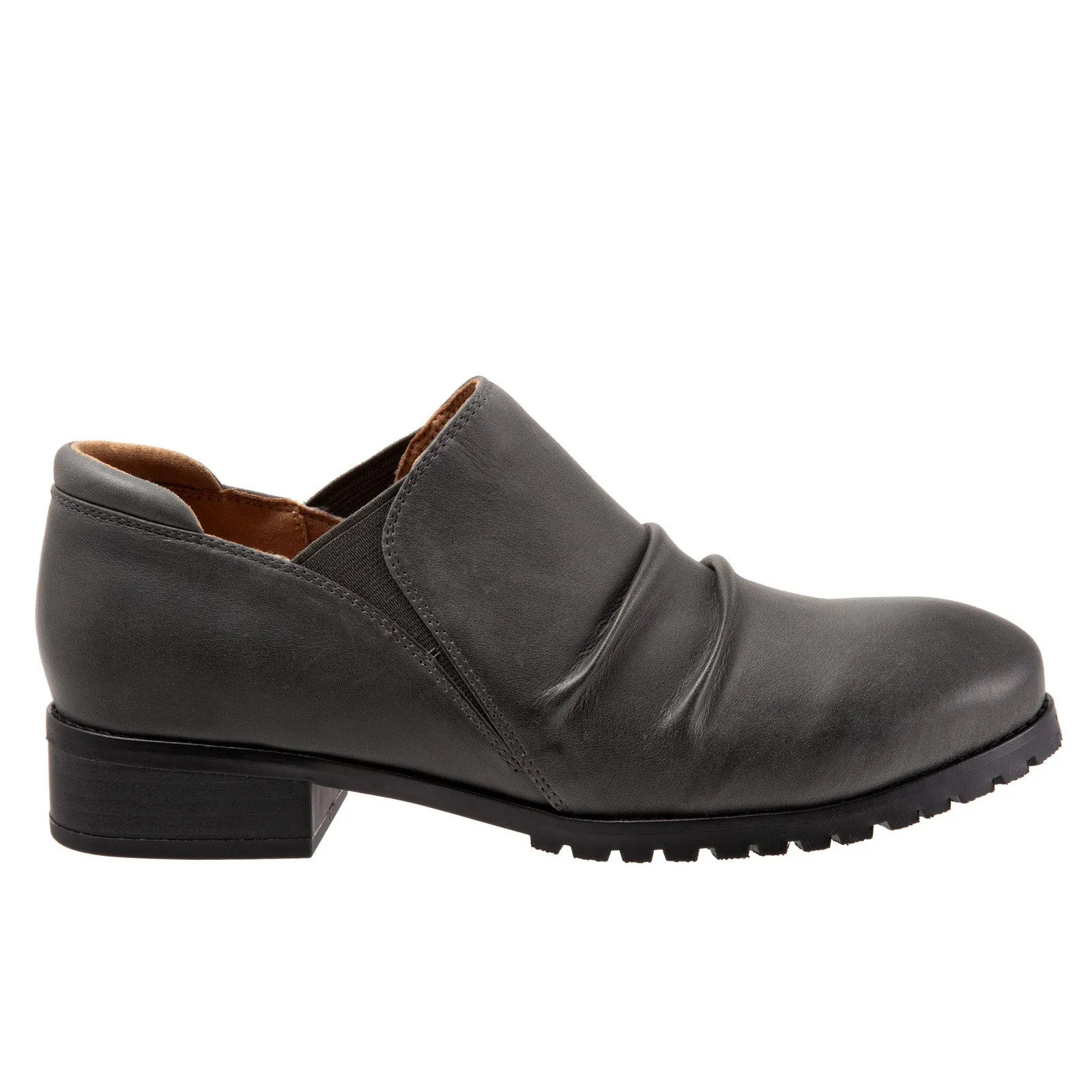 Premium Comfort Elastic Cuff Softwalk Mara S1956-075 Womens Gray Narrow Leather Ankle & Booties Boots