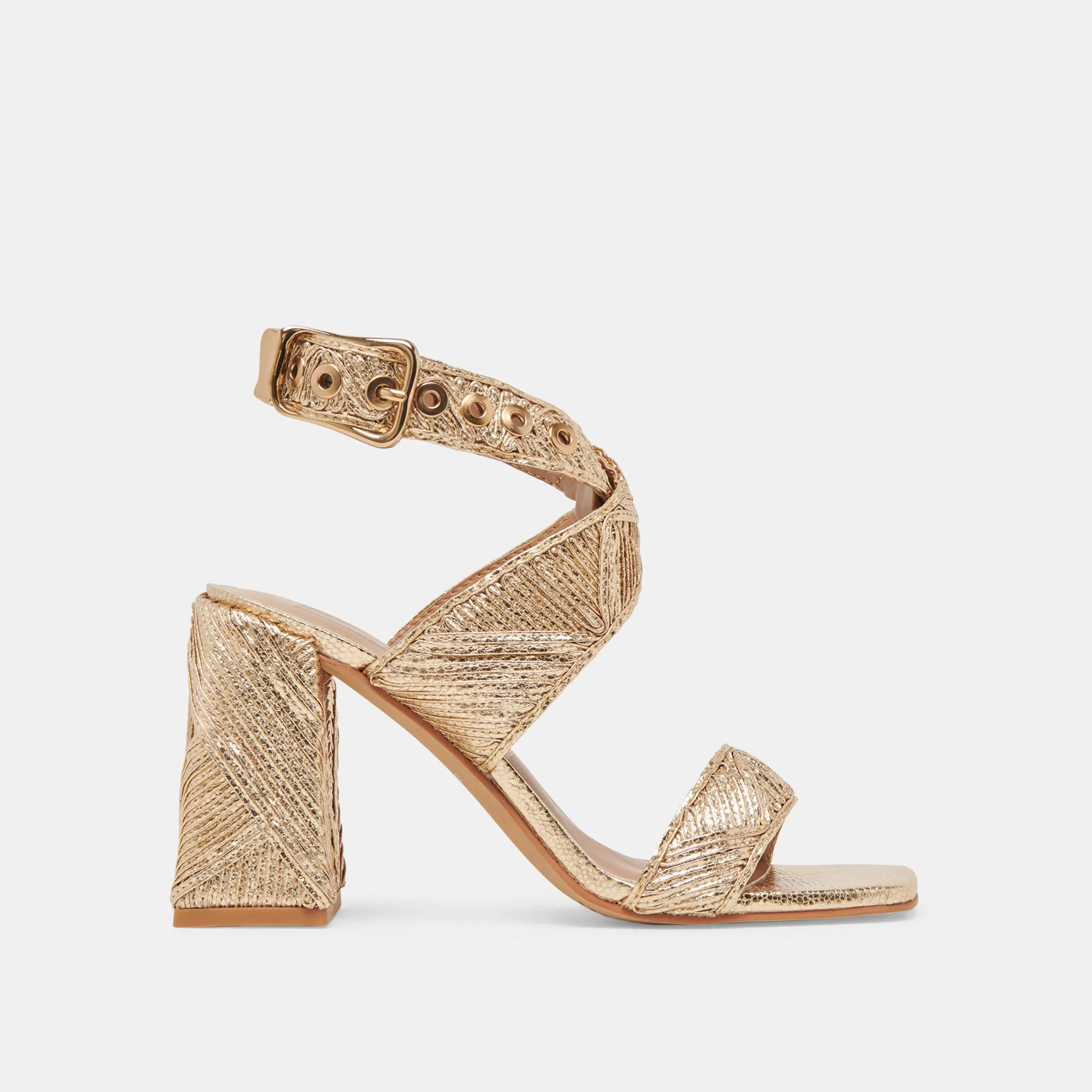 Anti Slip Feature FINNY DECO HEELS GOLD WOVEN STELLA