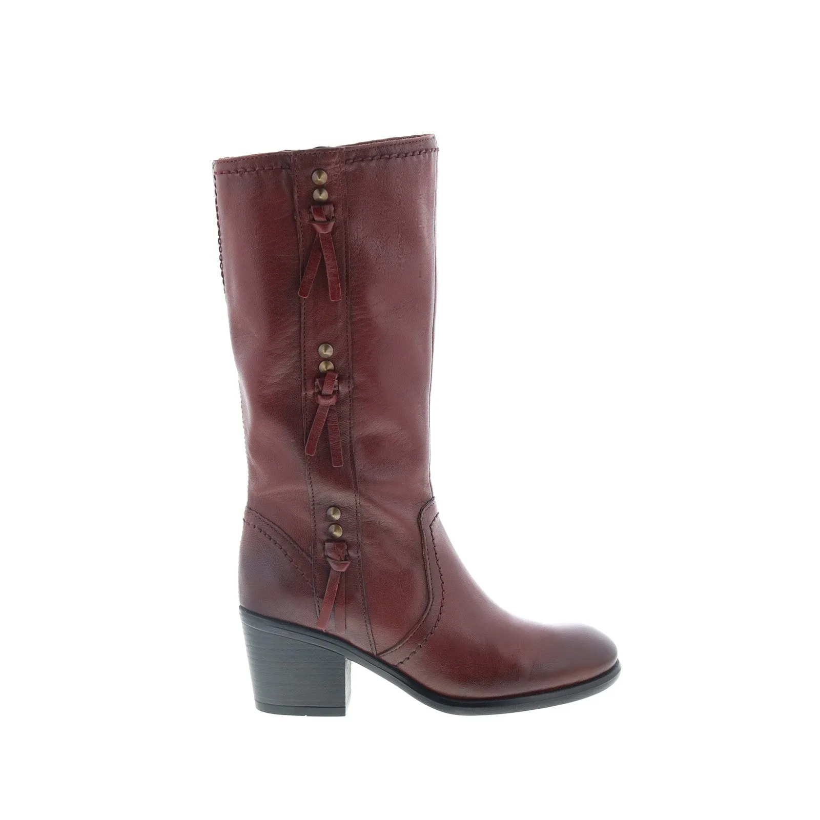 Miz Mooz Torrence Womens Burgundy Leather Zipper Knee High Boots Rain Shield