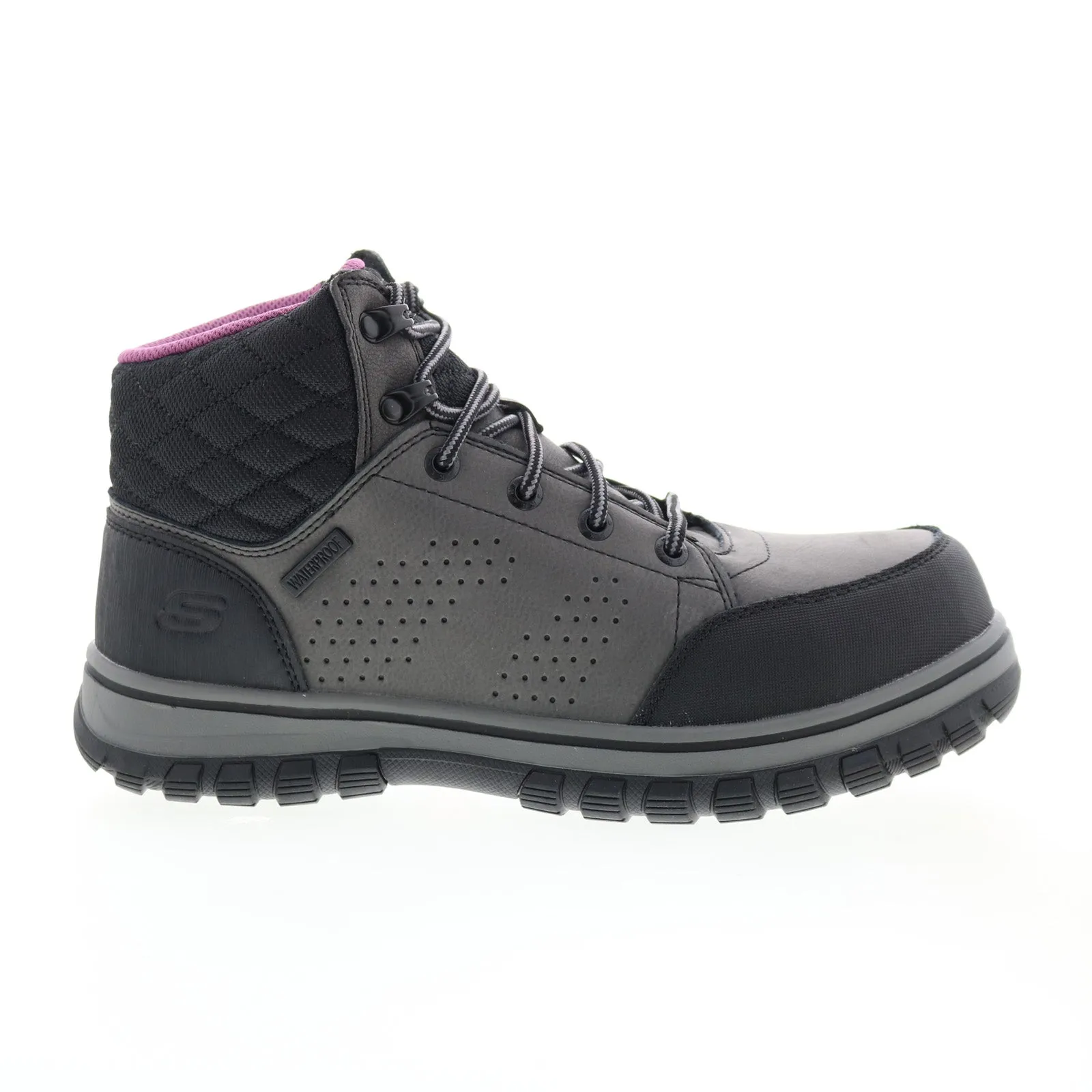 Anti Abrasion Mountain use Skechers Mccoll Composite Toe 108004 Womens Gray Nubuck Lace Up Work Boots