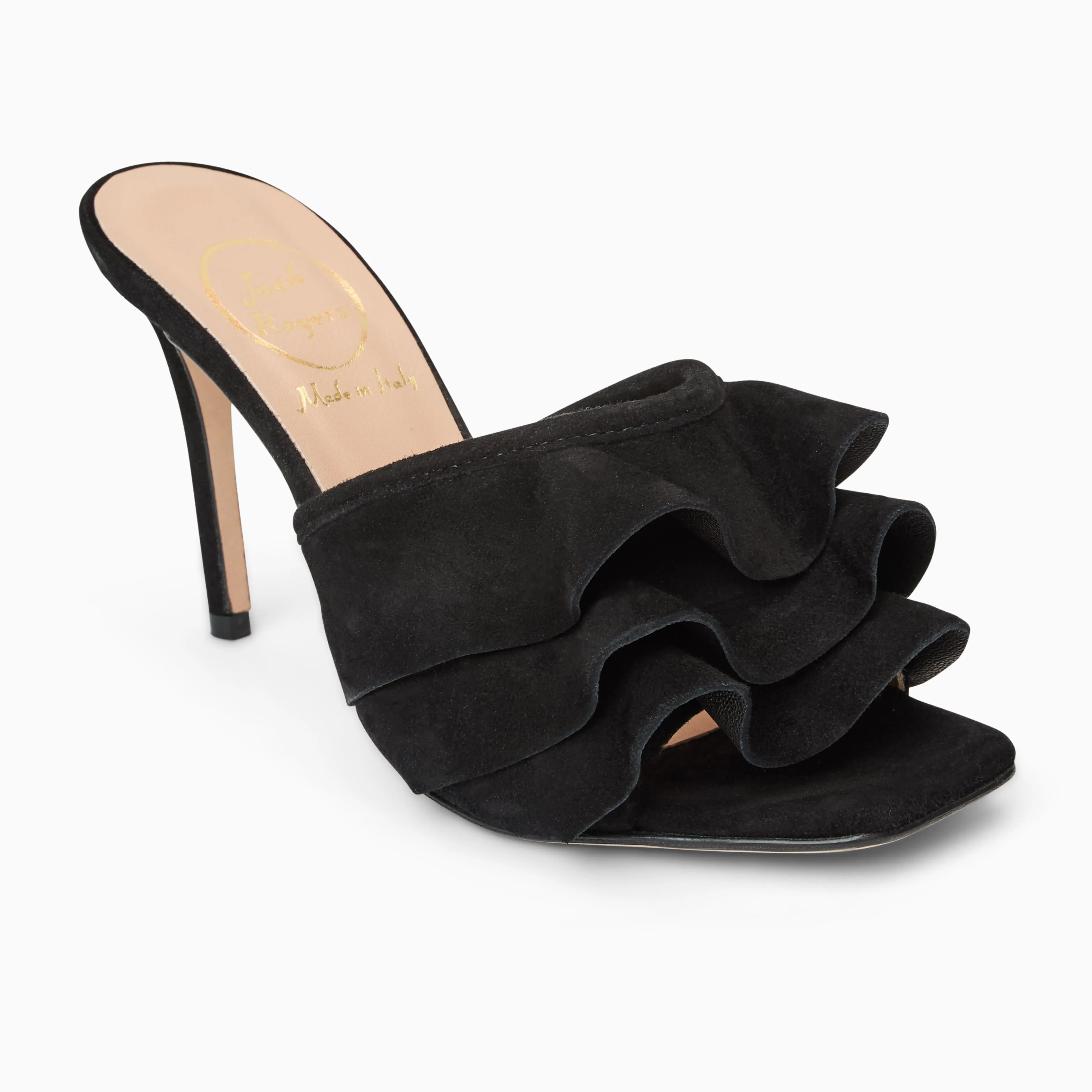 Beatrice Suede Ruffle Heel Comfort Walk Timeless Fit