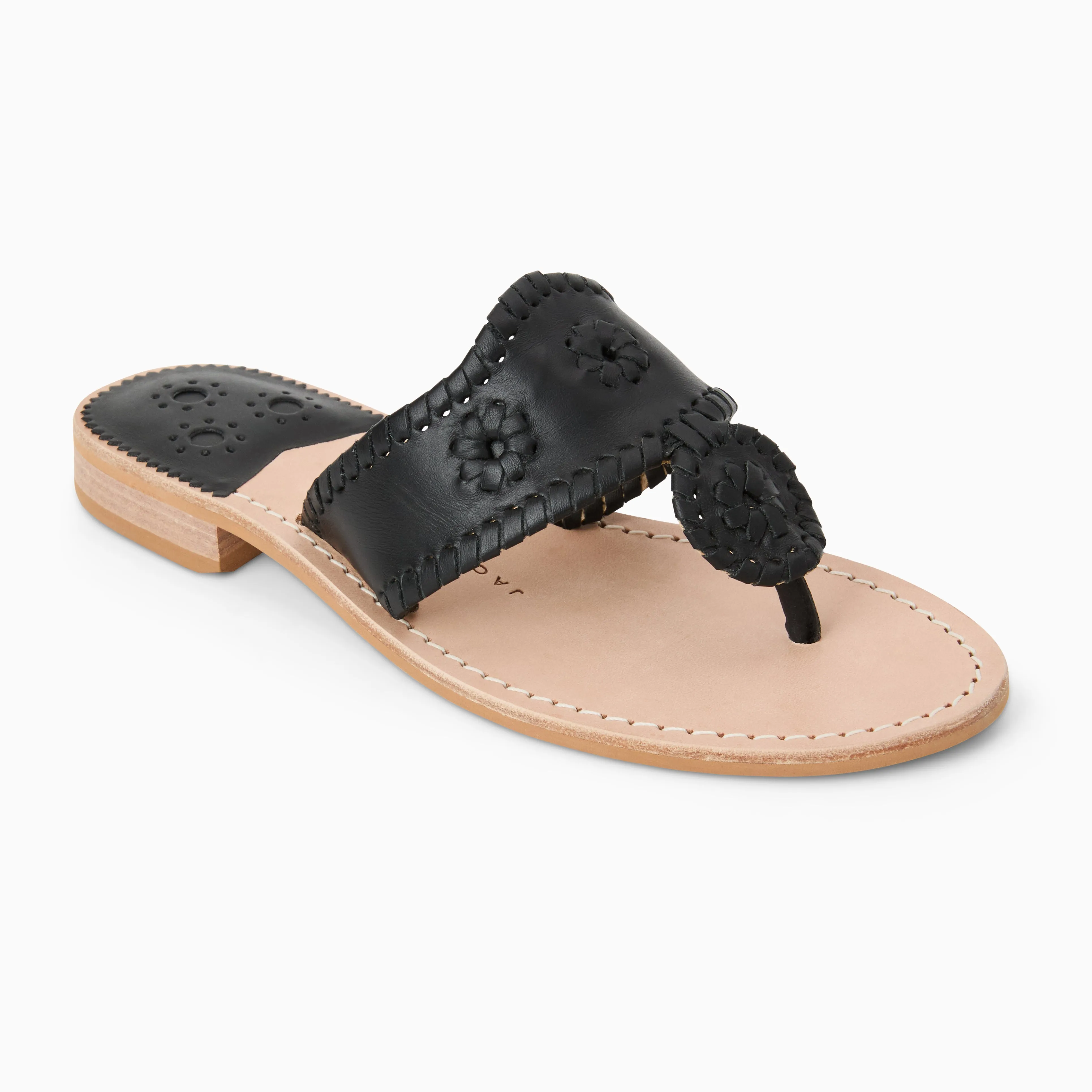 Synthetic Upper Jacks Wide Width Leather Flat Sandal