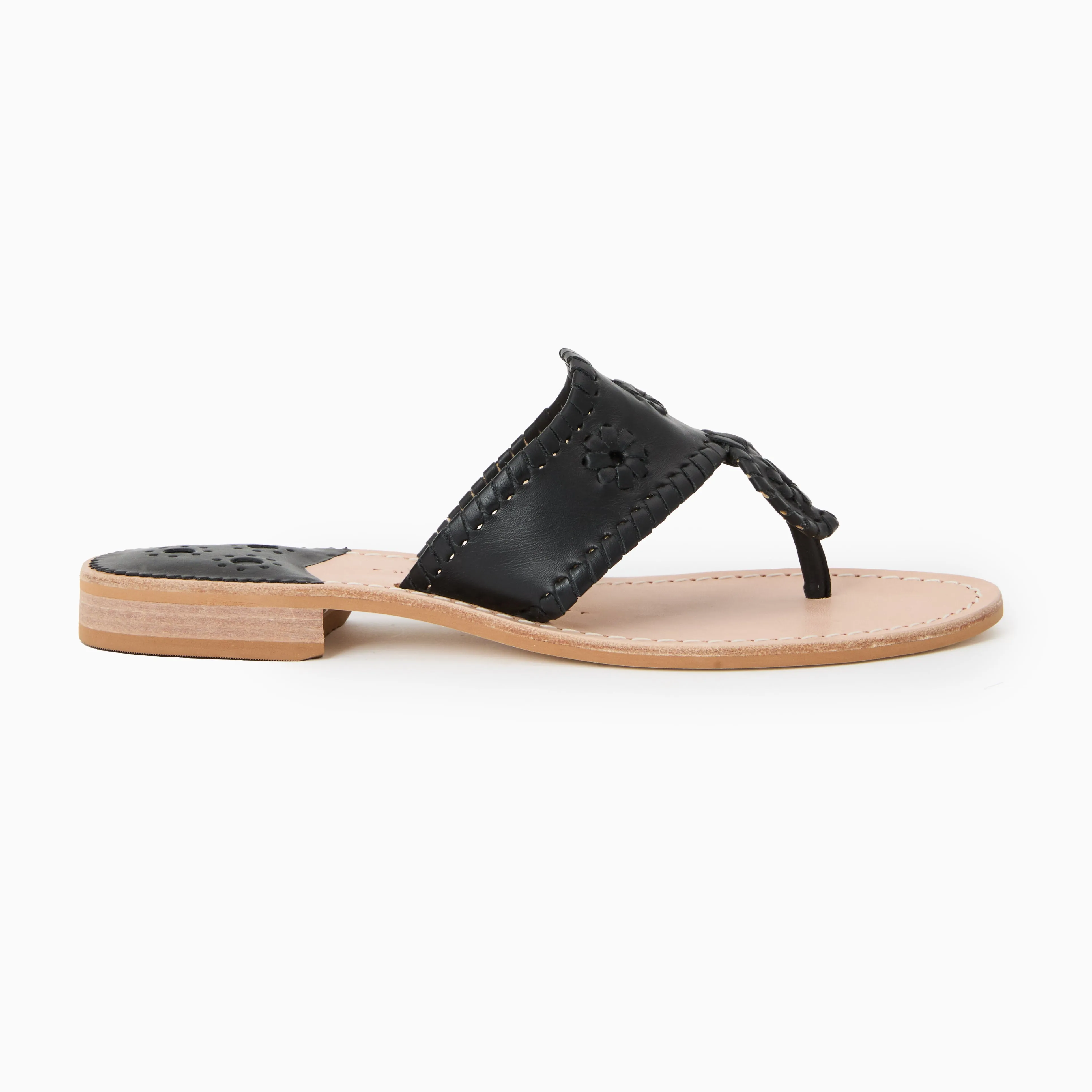 Soft Interior Jacks Wide Width Leather Flat Sandal