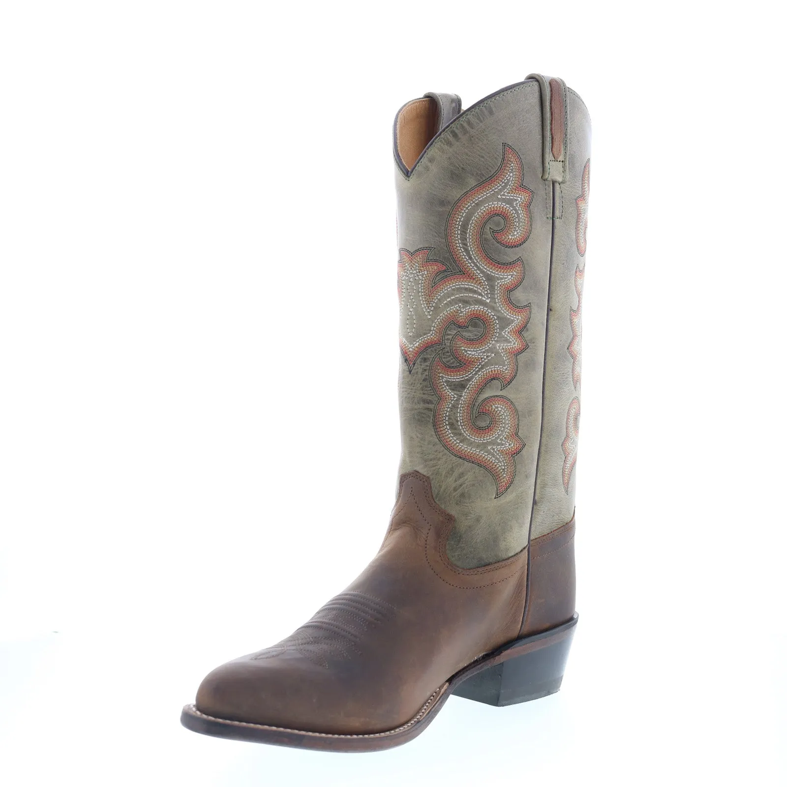 Jama Old West 5506 Mens Brown Leather Slip On Cowboy Western Boots Clean Form