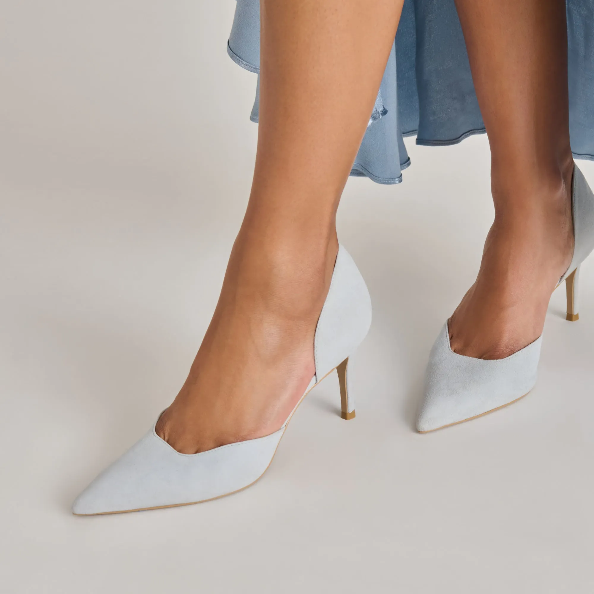 Comfortable Platform Heels Affordable ELOY HEELS LIGHT BLUE SUEDE