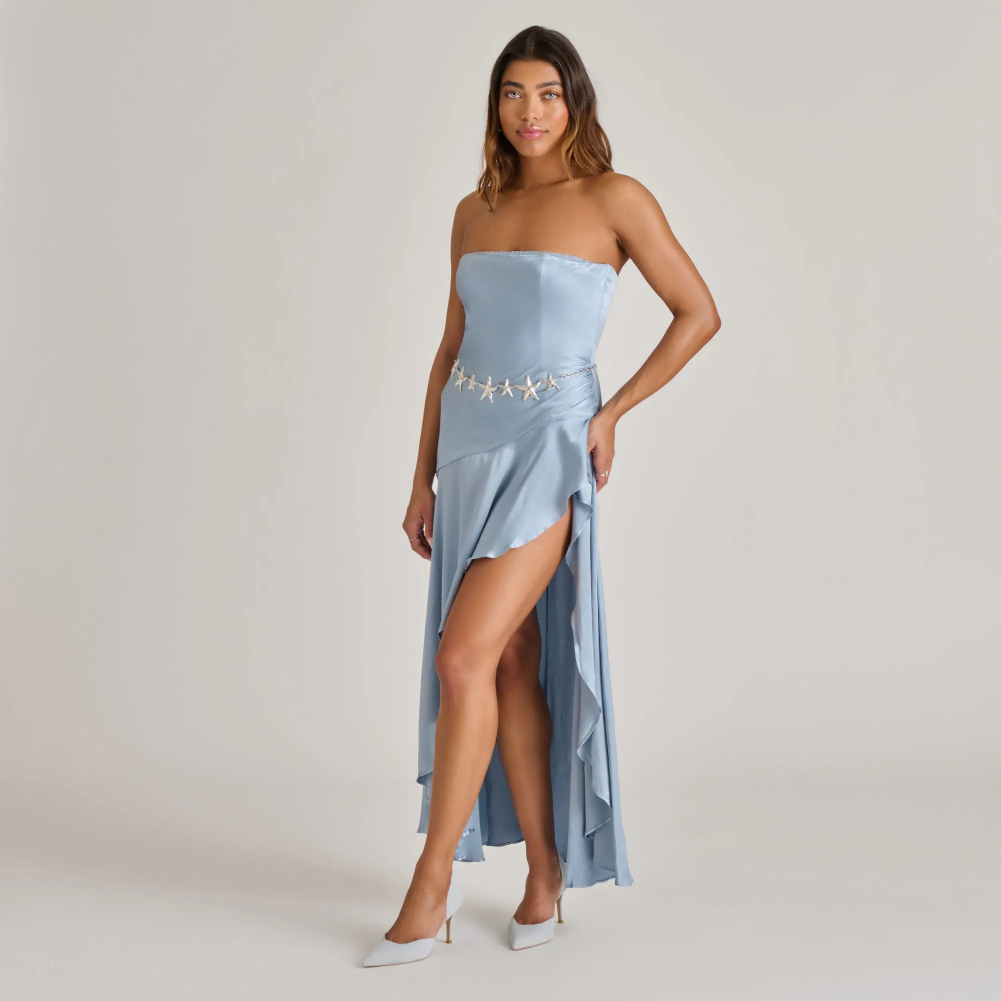 ELOY HEELS LIGHT BLUE SUEDE Casual Platform Heels Heeled Evening Sandals