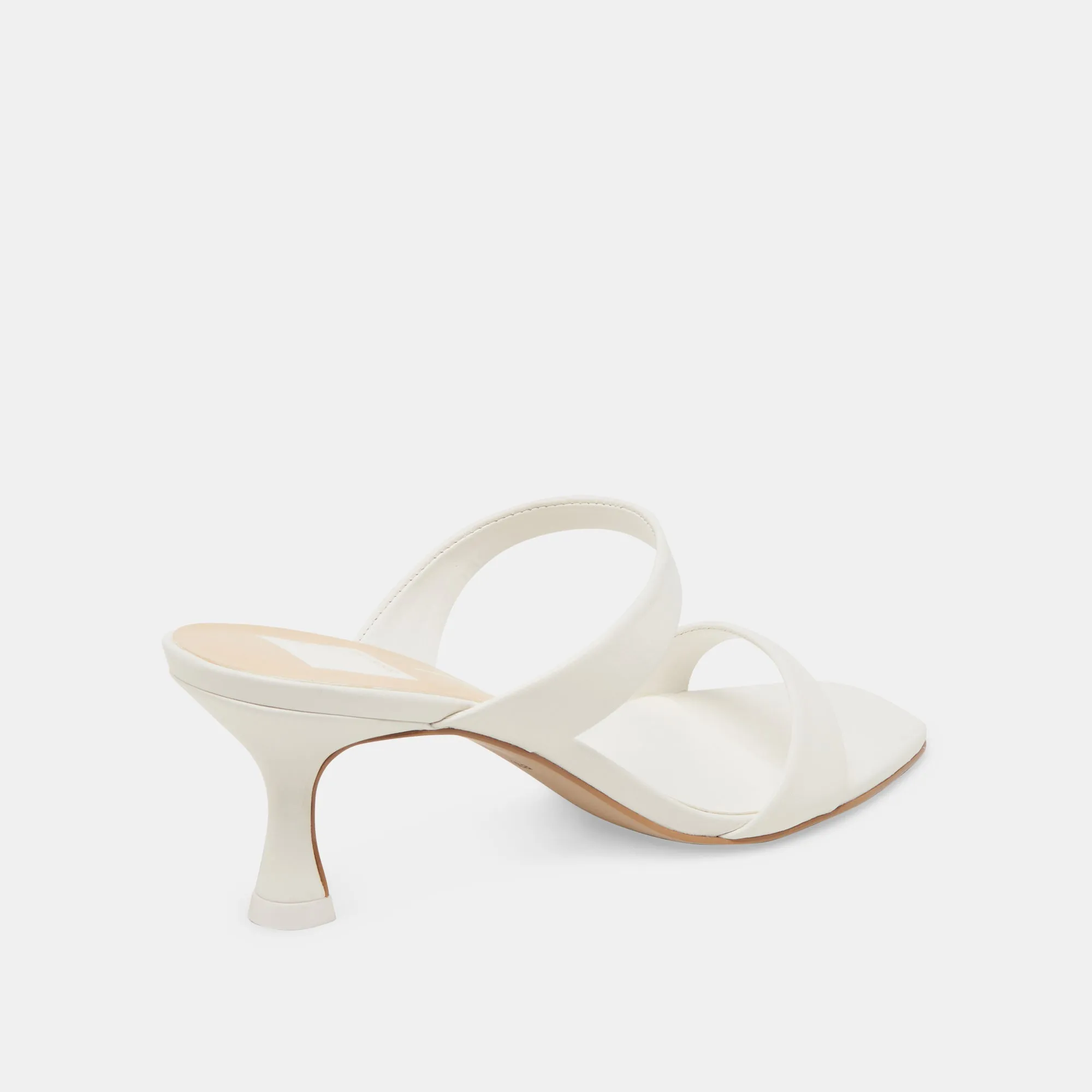 Casual High Heels for Women GENORA WIDE HEELS WHITE LEATHER