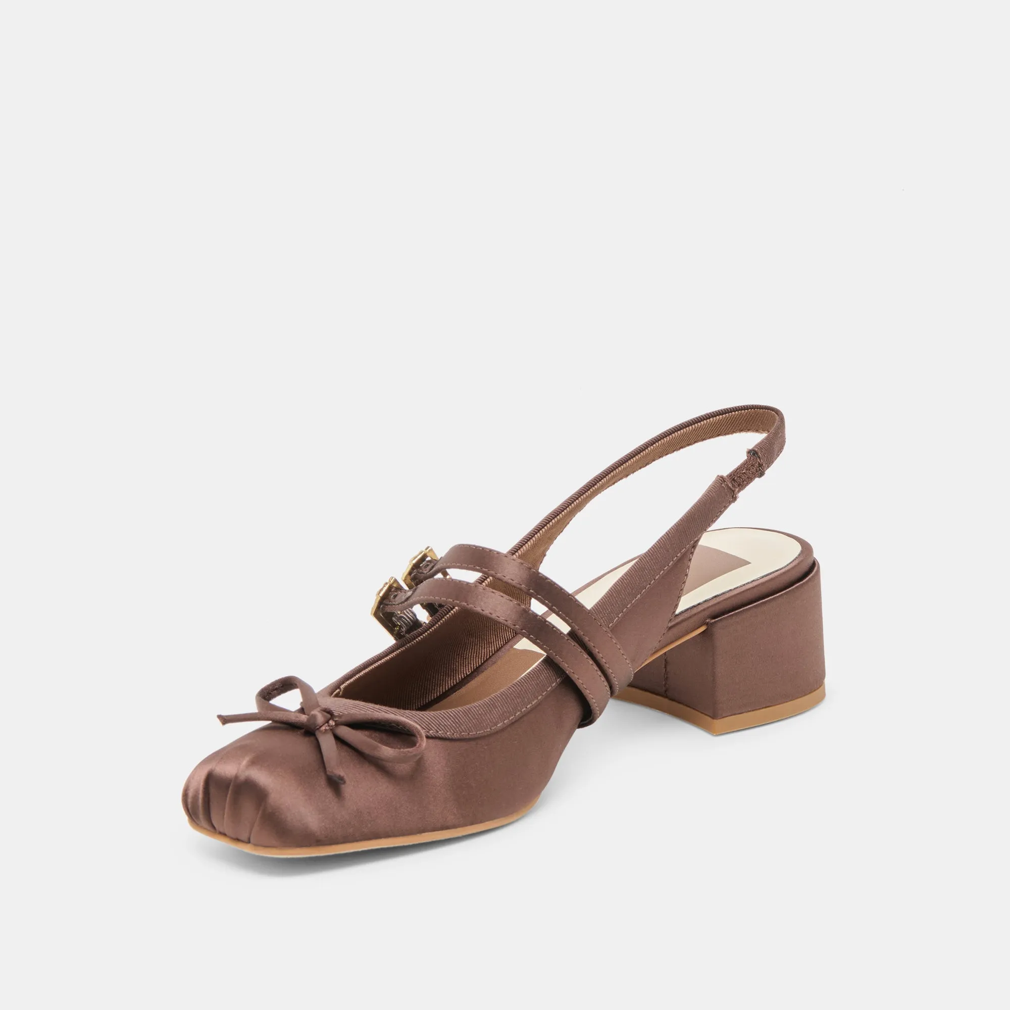 casual daily wear LORIS HEELS MAHOGANY SATIN