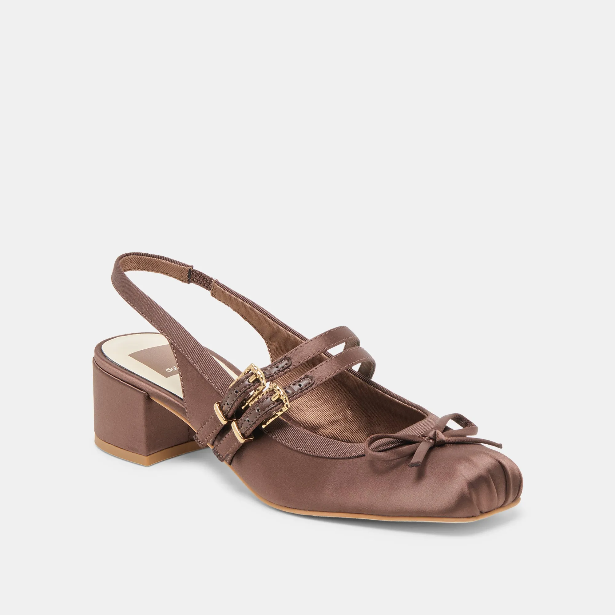 LORIS HEELS MAHOGANY SATIN Chic White Stilettos