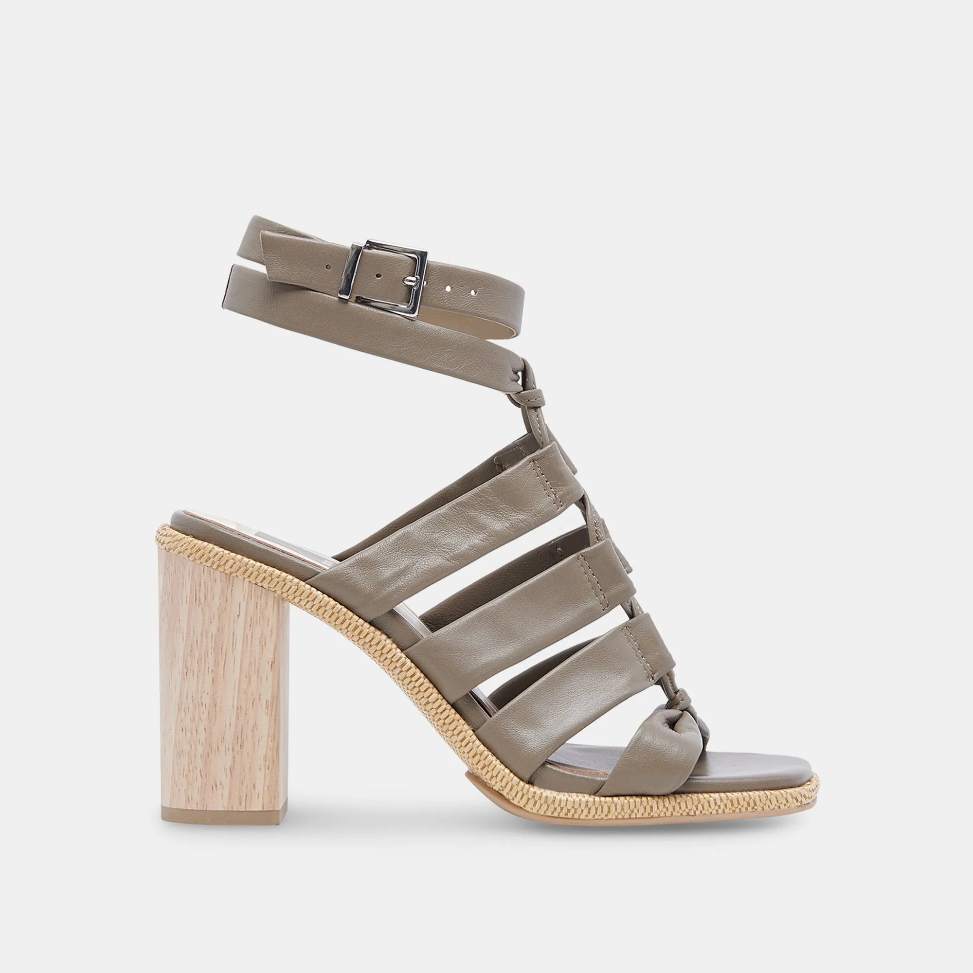 OLEMA HEELS DARK OLIVE LEATHER Quick Dry Shoes